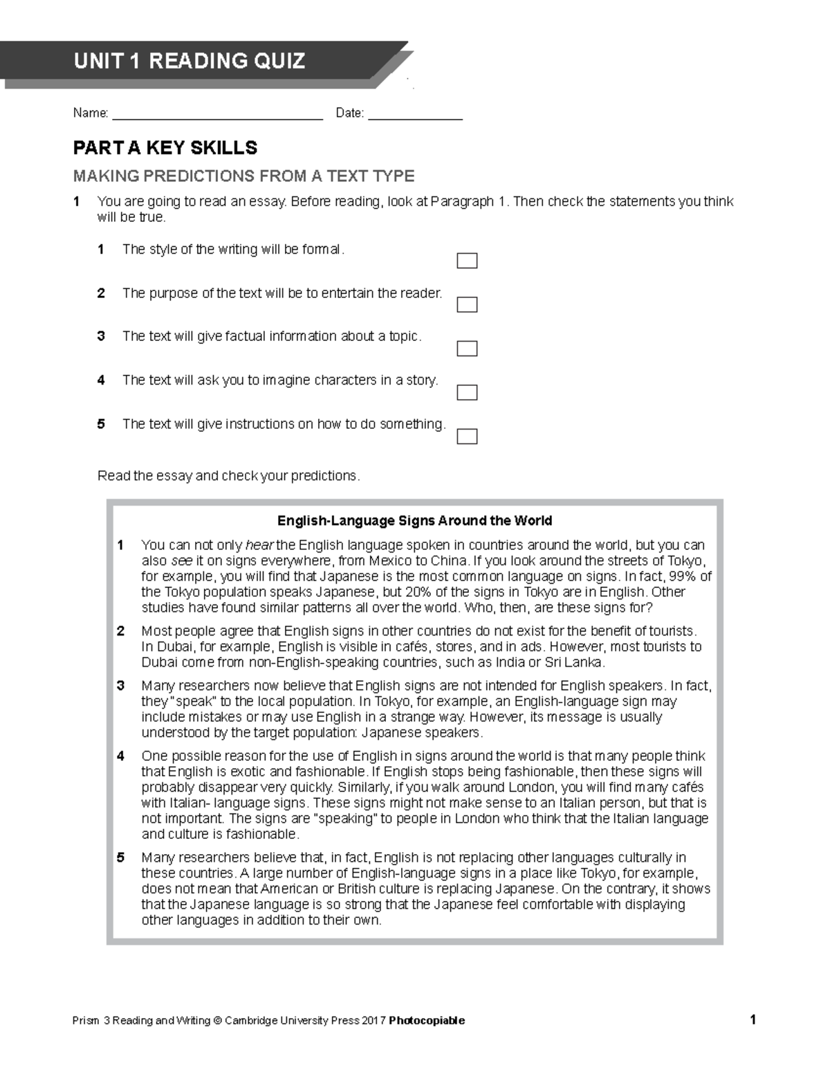 Prism RW L3 Quiz U01 aaaaaaaaaaaaaaaaaaa ghdvhjeg buèhlhiln