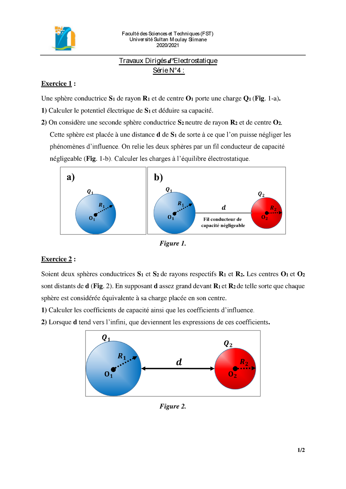 TD4 - Travaux Pratiques - 1/ Exercice 1 : Une Sphère Conductrice S 1 De ...