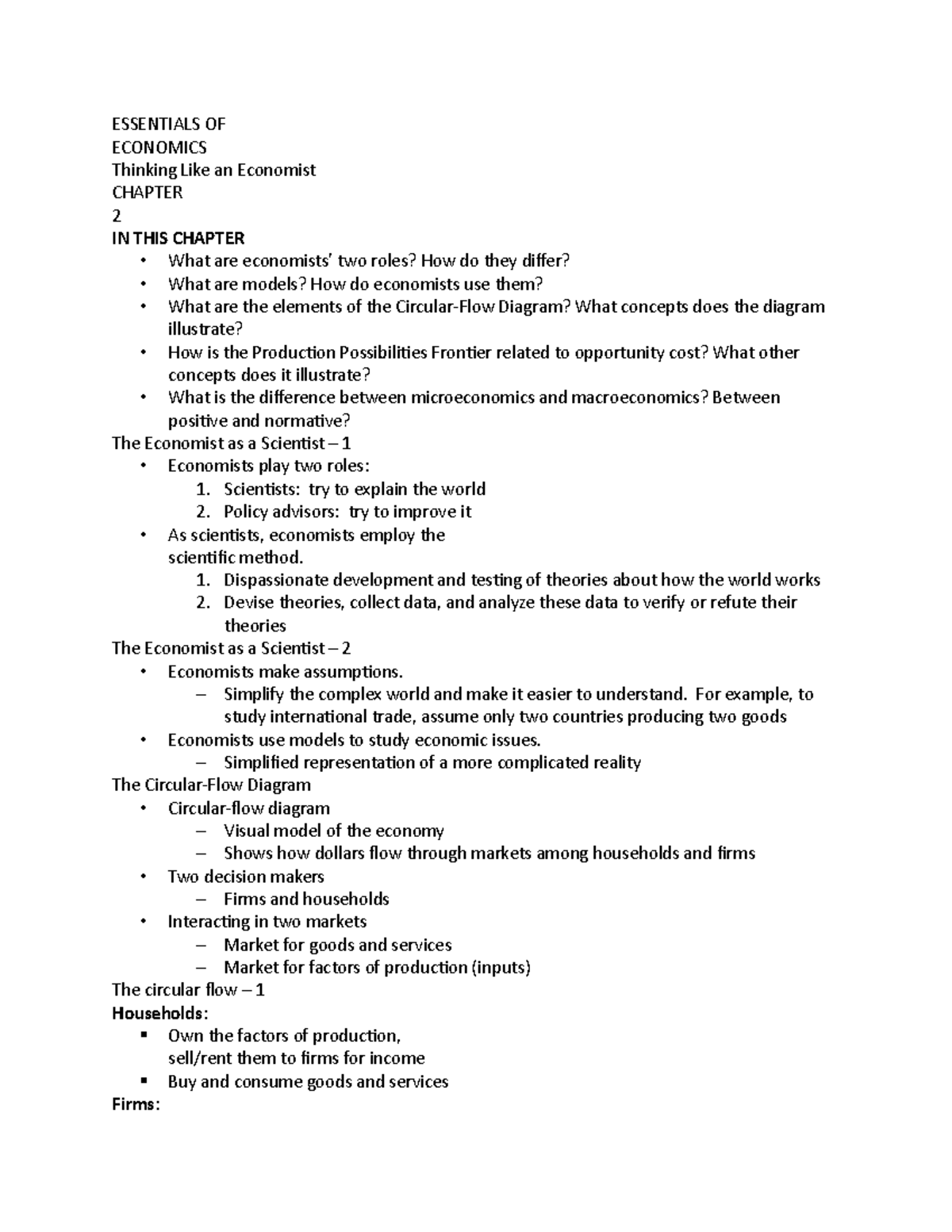 Essentials OF 2 - notes - ESSENTIALS OF ECONOMICS Thinking Like an ...