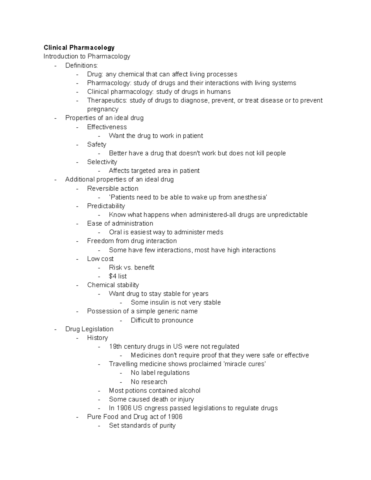 Intro to Pharmacology - Clinical Pharmacology Introduction to ...