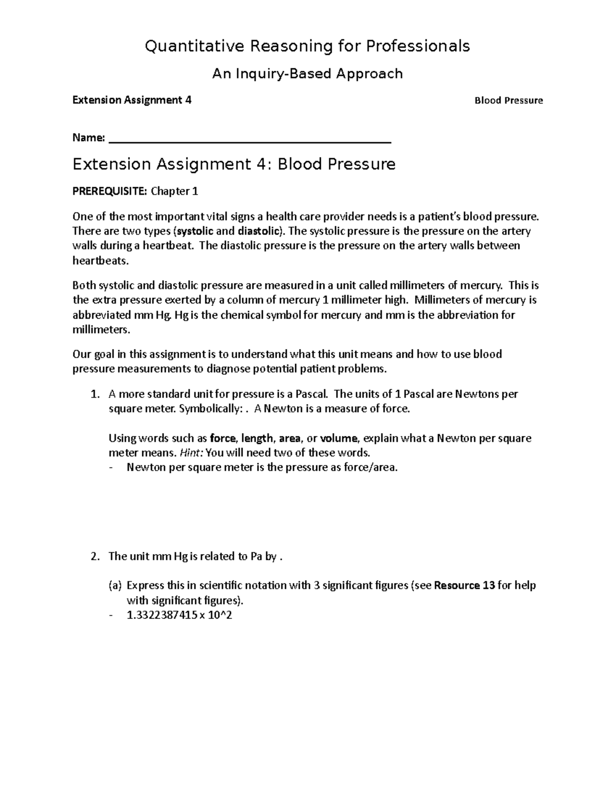 Extension Assignment 4 Blood Pressure - Quantitative Reasoning for ...