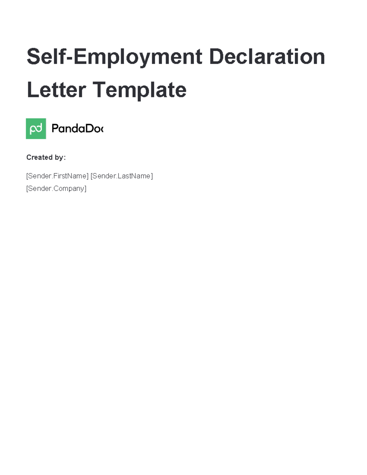 Self Employment Declaration Letter Template - Self-Employment ...