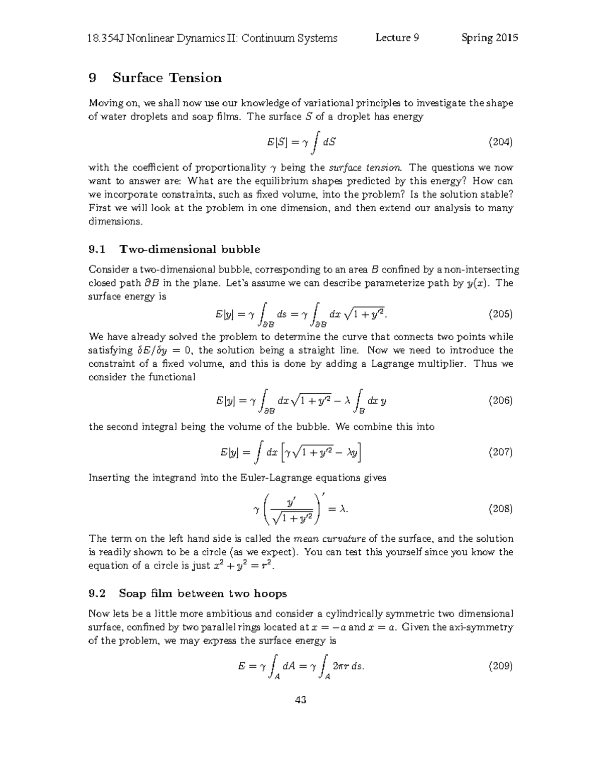 Surface Tension (PDF) Lecture notes 14 9 Surface Tension Moving on