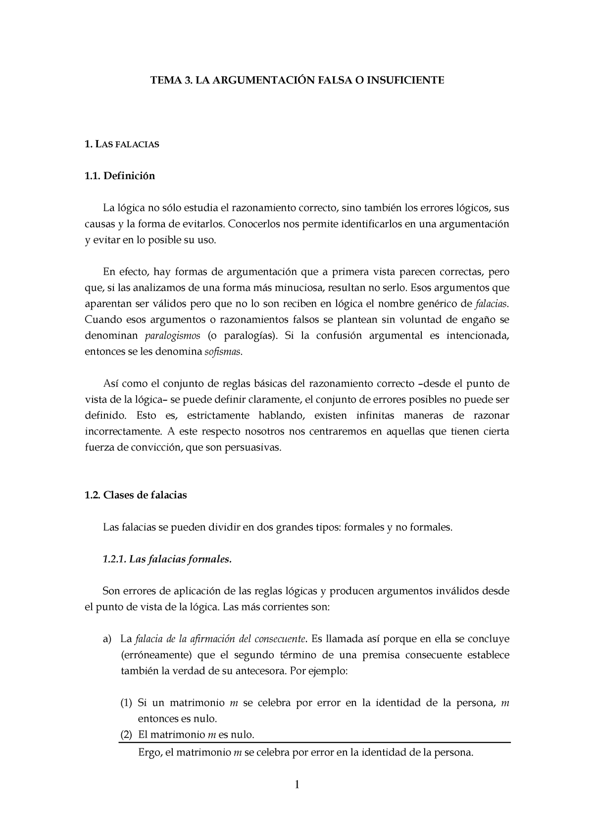 TEMA 3 - La Argumentación Falsa O Insuficiente - TEMA 3. LA ARGUMENTACI ...