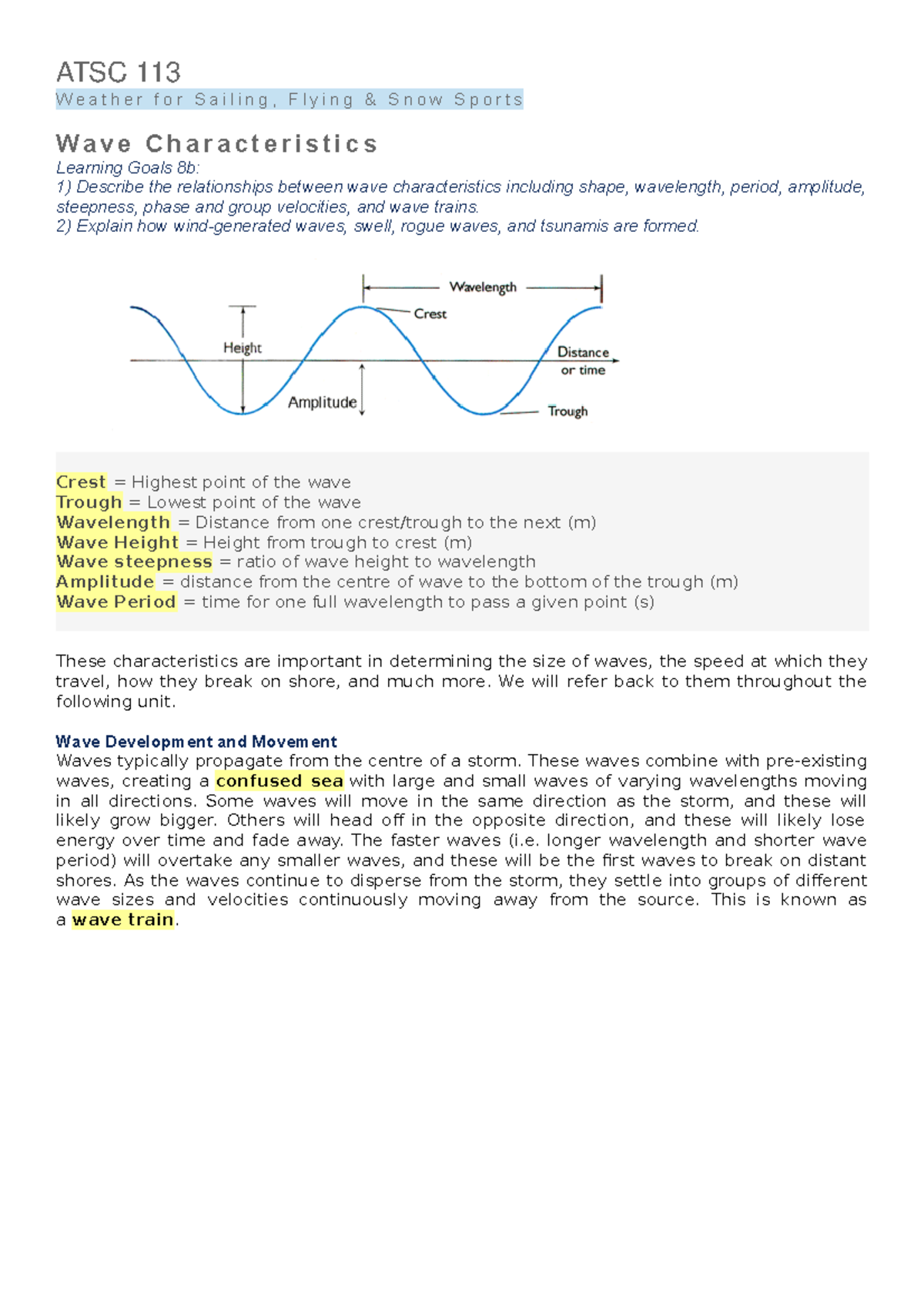 8b - Wave Characteristics - ATSC 113 Weather for Sailing, Flying & Snow ...