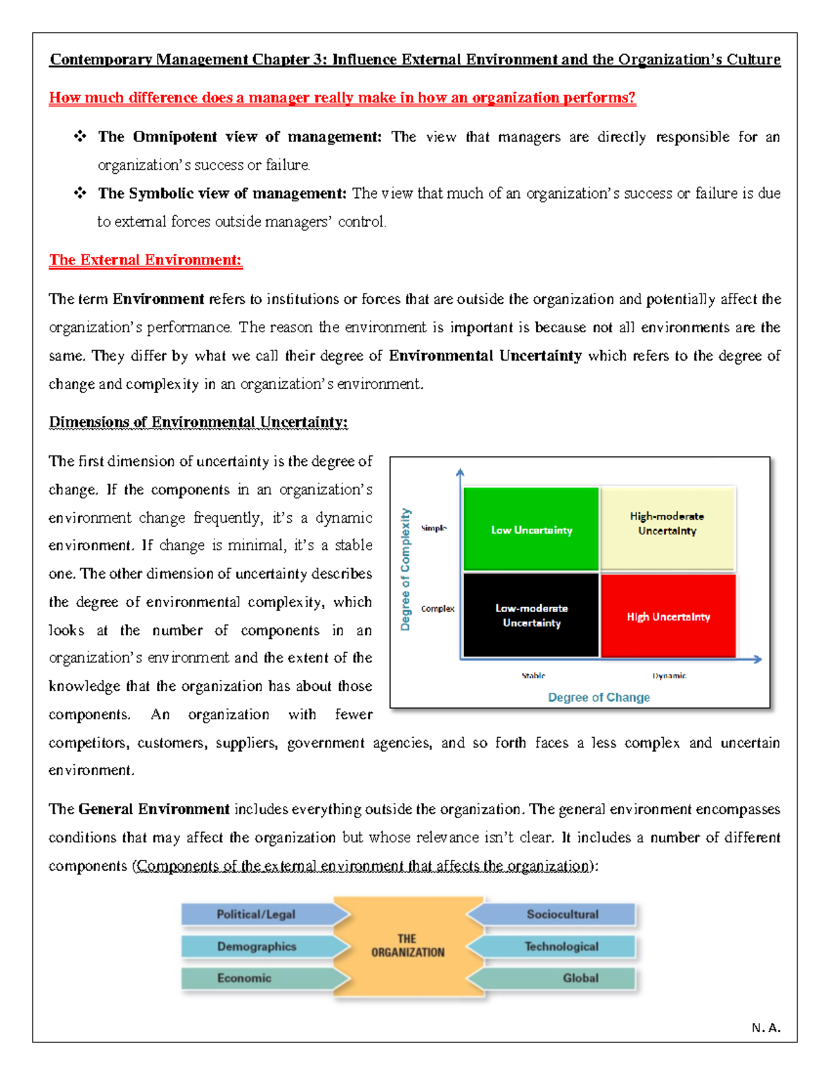 CM CH3 Summary - Contemporary Management Chapter 3 - Contemporary ...