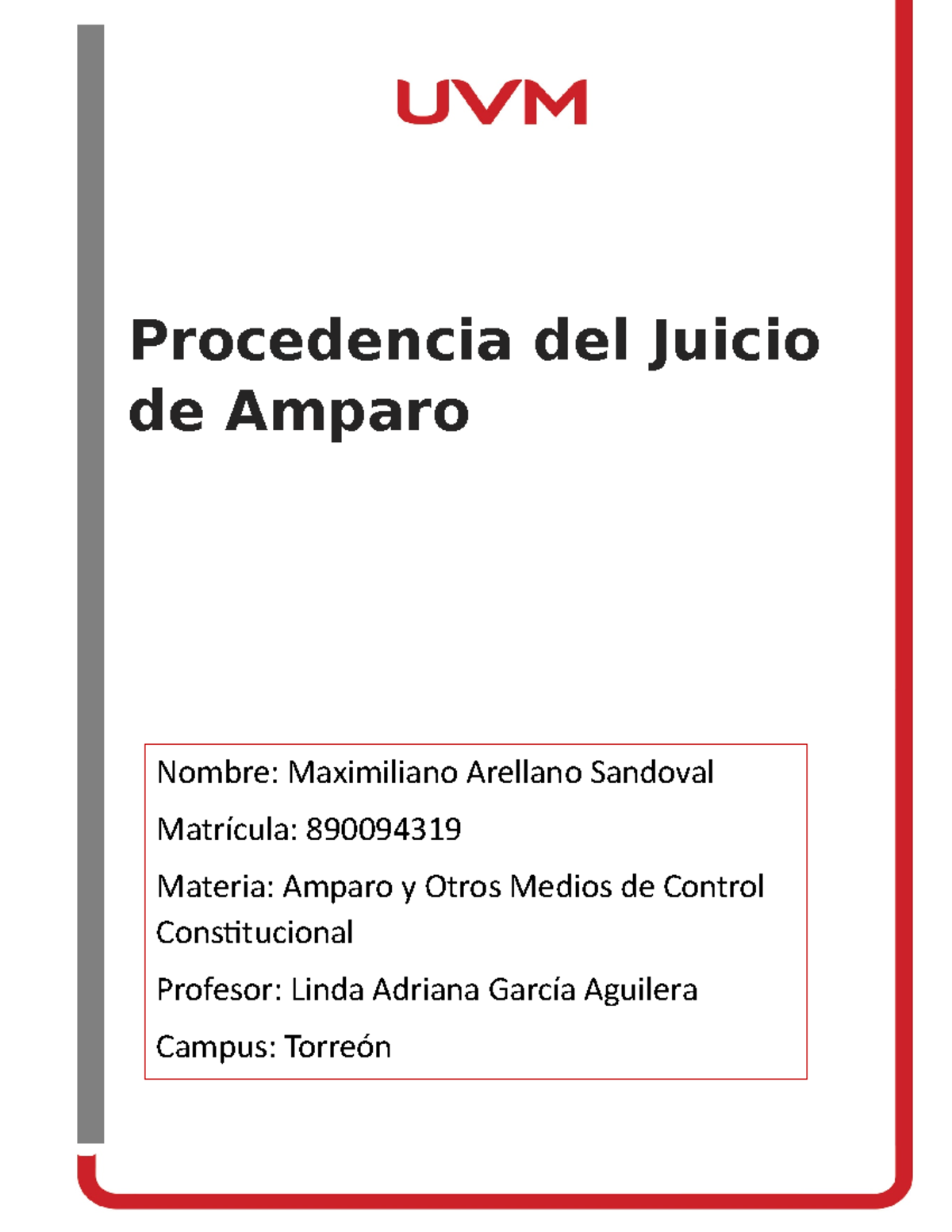 Procedencia del Juicio de Amparo y Otros Medios de Control ...