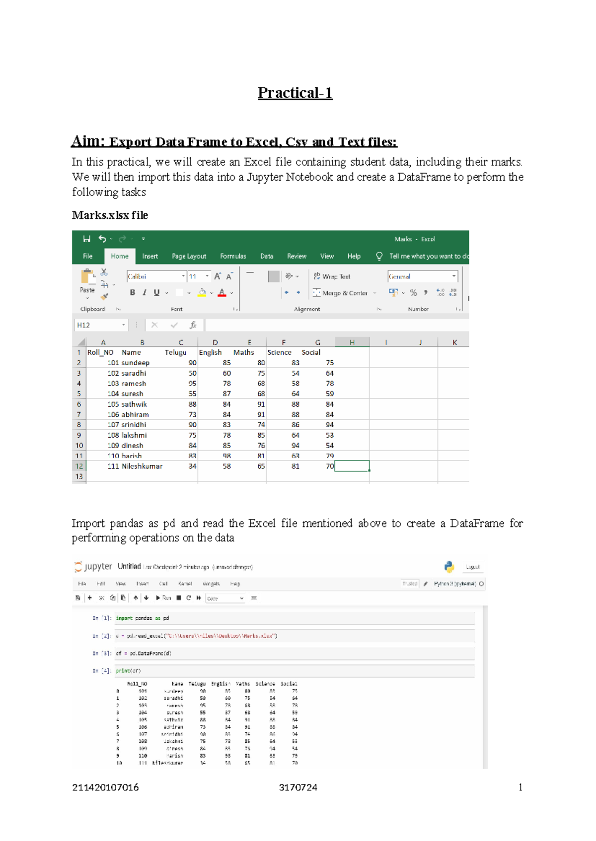 Practical 1 ML - 211420107016 3170724 1 Practical- Aim: Export Data ...