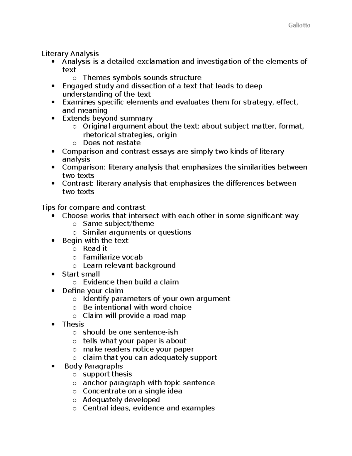 Poetry final notes - Galiotto Literary Analysis Analysis is a detailed ...