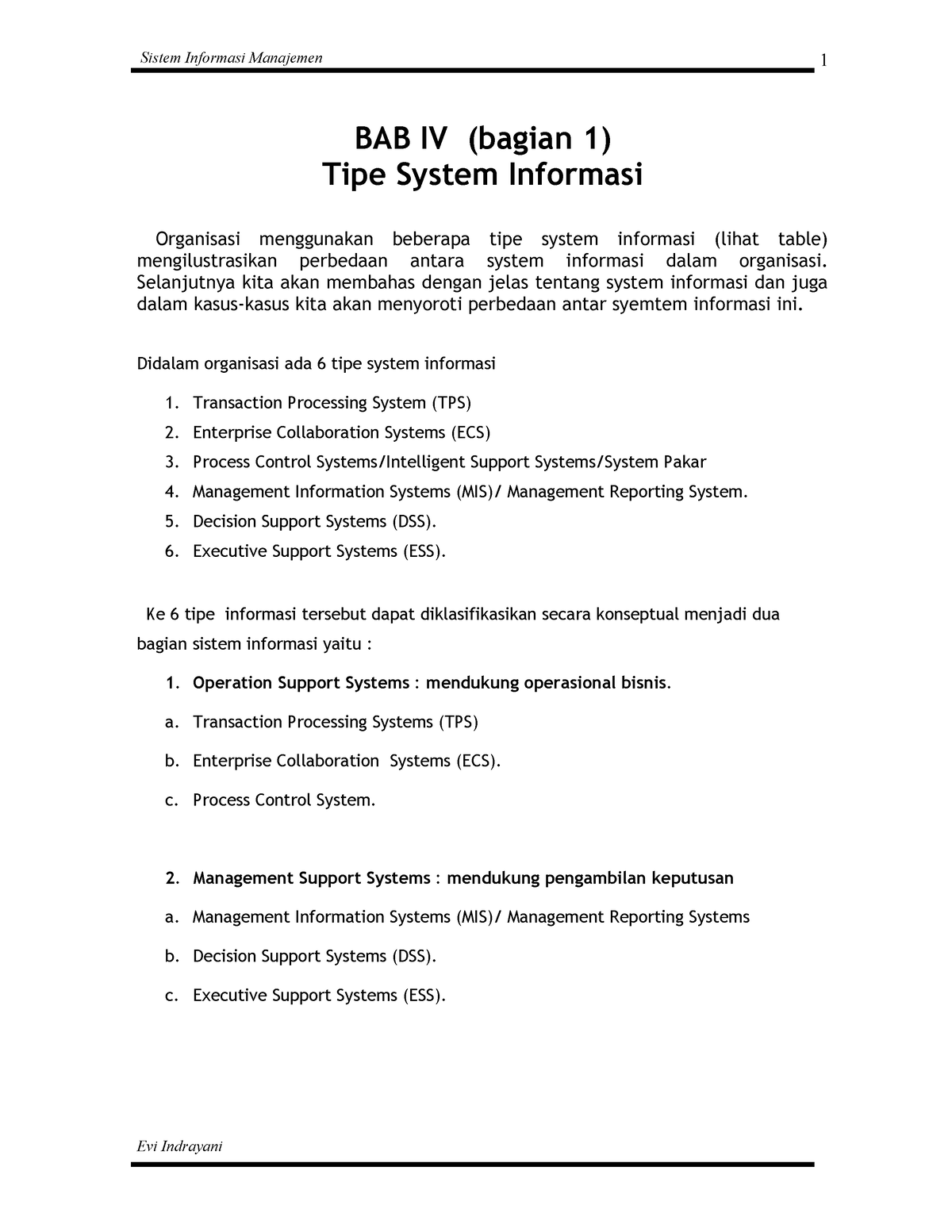 Teknologi Informasi Kesehatan 4 - BAB IV (bagian 1) Tipe System ...