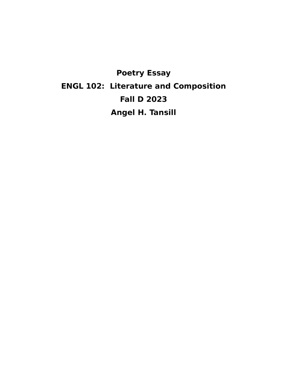 poetry essay english 102