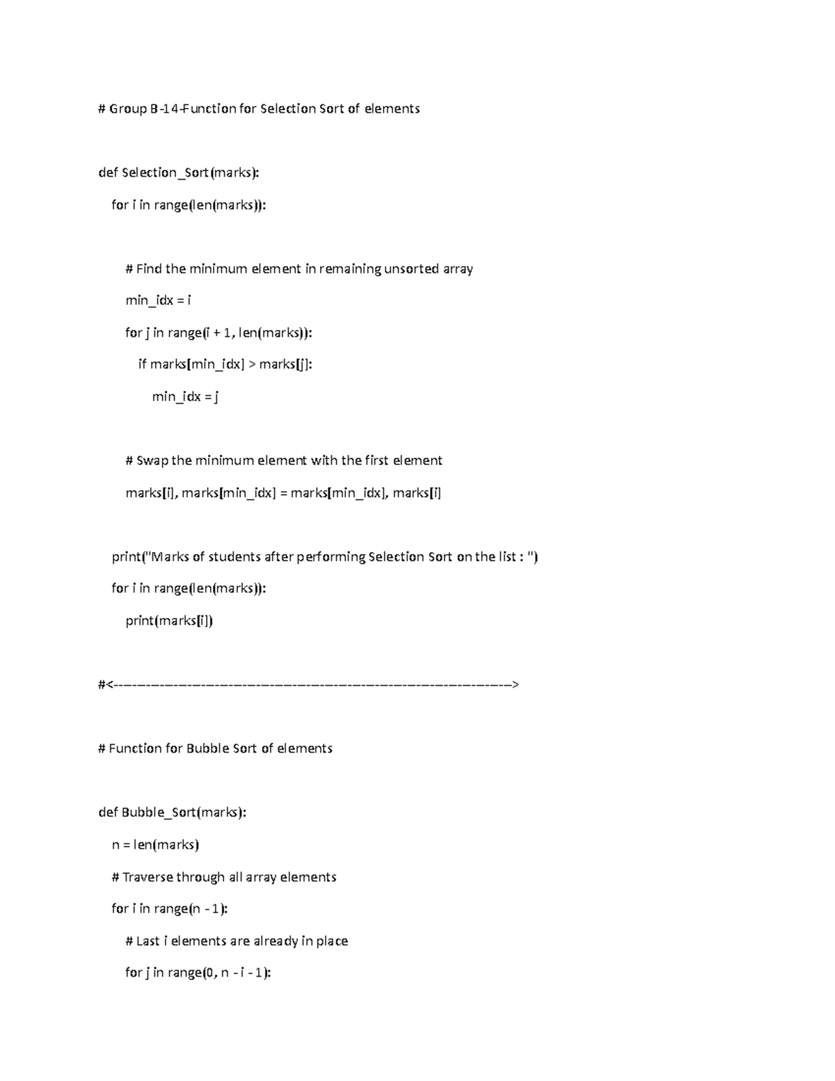 SE-DSL-Group B-14,15,16 - Group B-14-Function for Selection Sort of ...