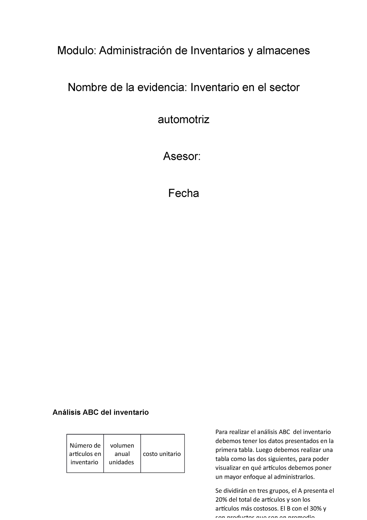 Inventario En El Sector Automotriz Unidad 2 De La Materia De Administración De Inventarios Y 1613
