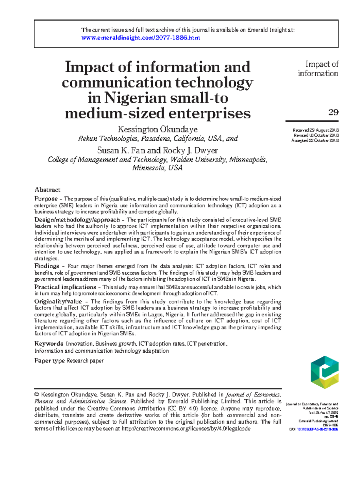 10-1108 Jefas-08-2018-0086 - Impact of information and communication ...