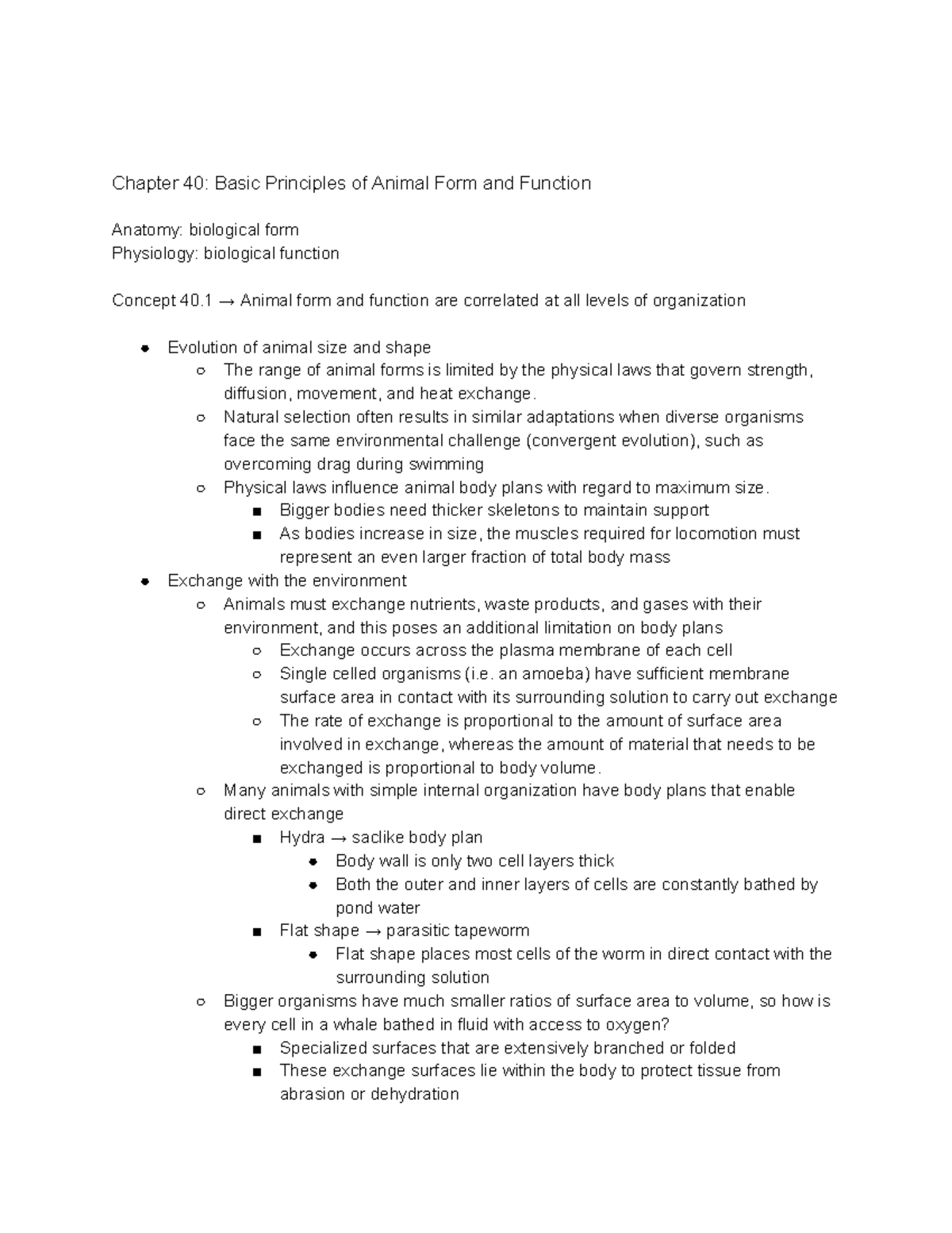 Chapter 40 Basic Principles Of Animal Form And Function - Natural ...