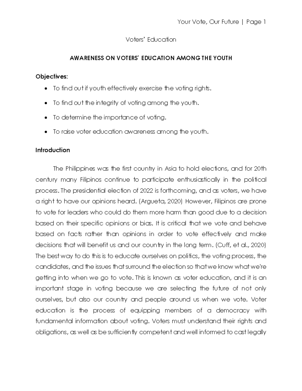 voters education essay brainly