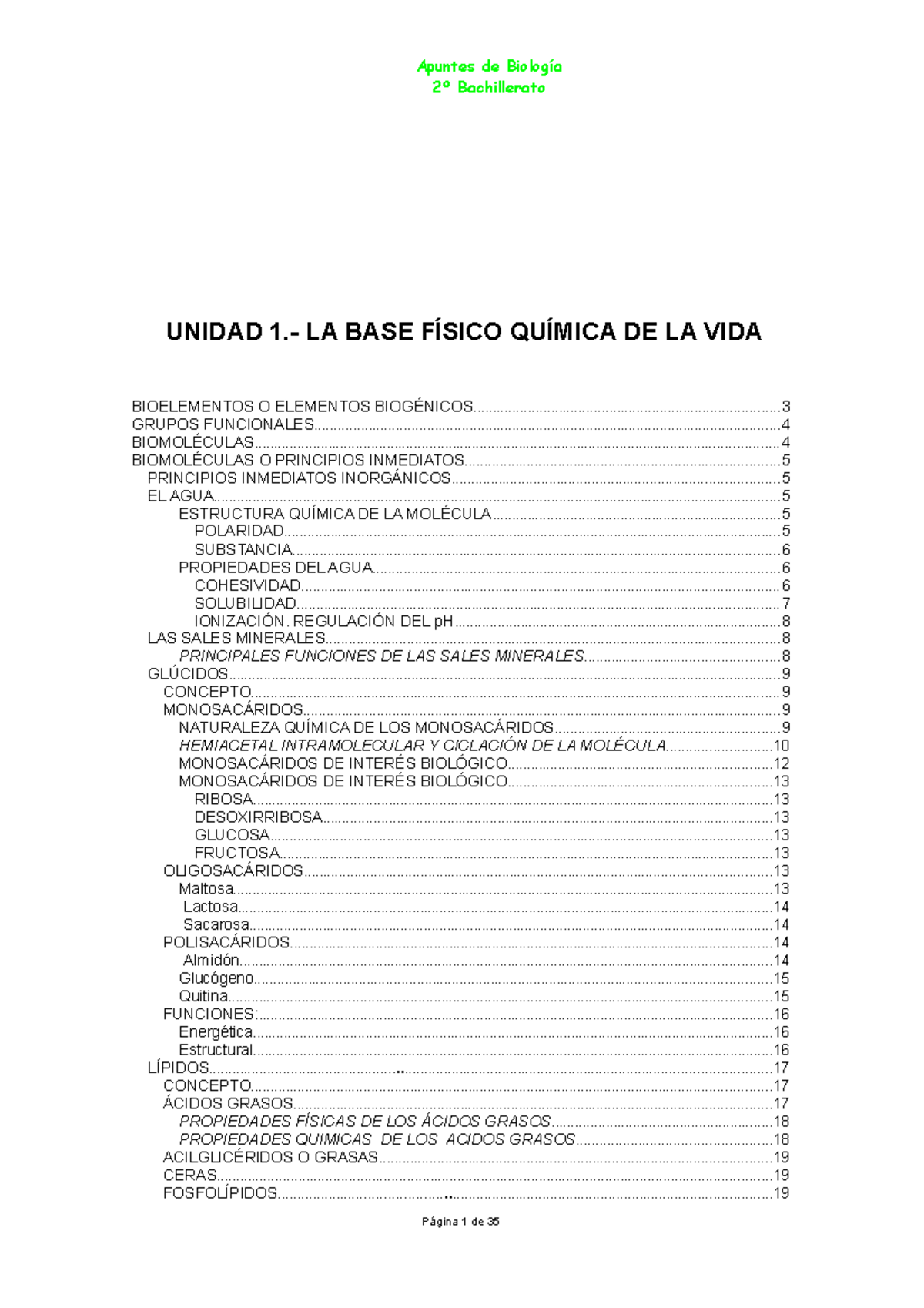 Biología. Tema 1 - La Base Física Química De La Vida - Apuntes De ...