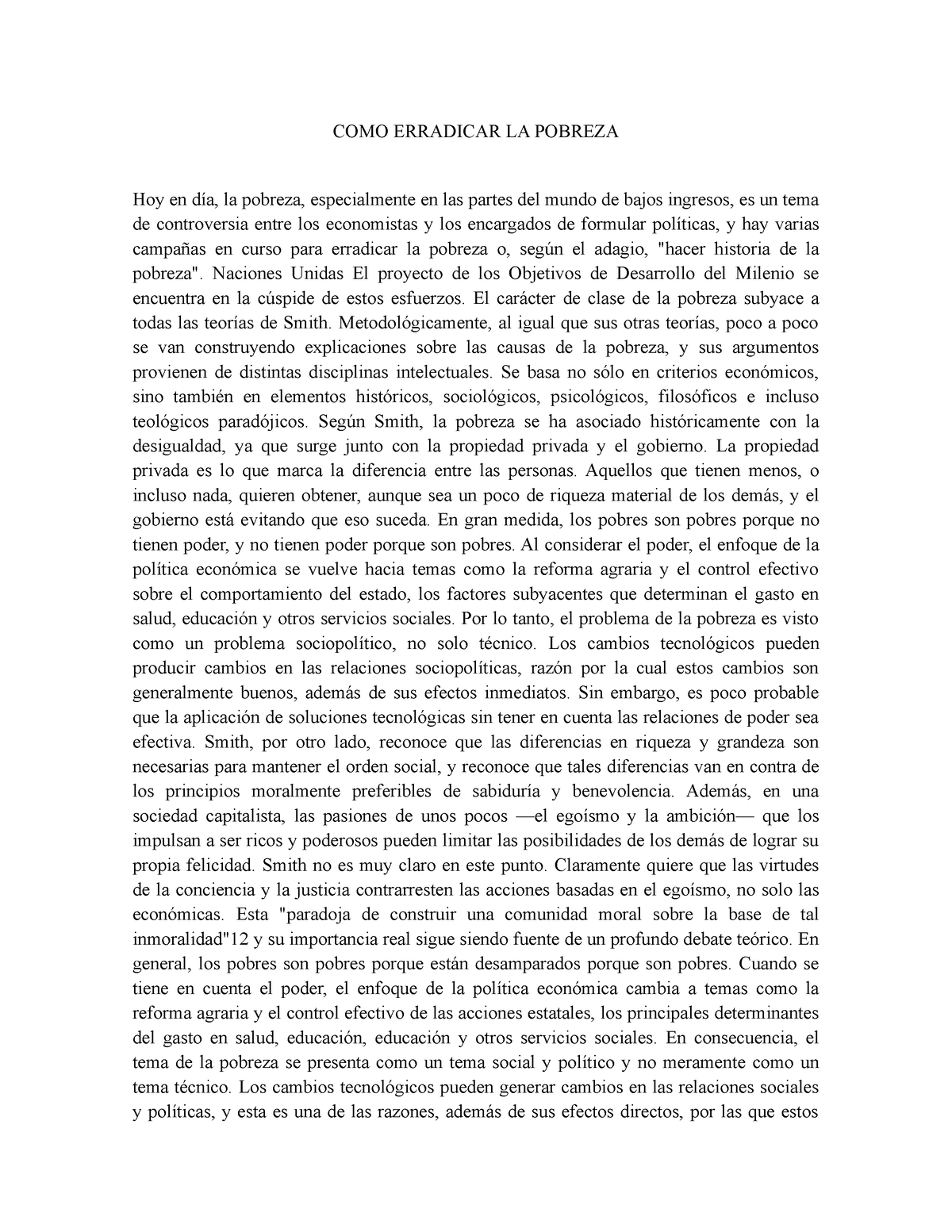 Ensayo Como Erradicar La Pobreza Como Erradicar La Pobreza Hoy En D A La Pobreza