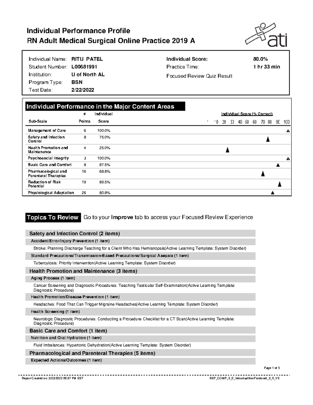 Med Surg Practice Assessment A Remediation - Individual Performance ...