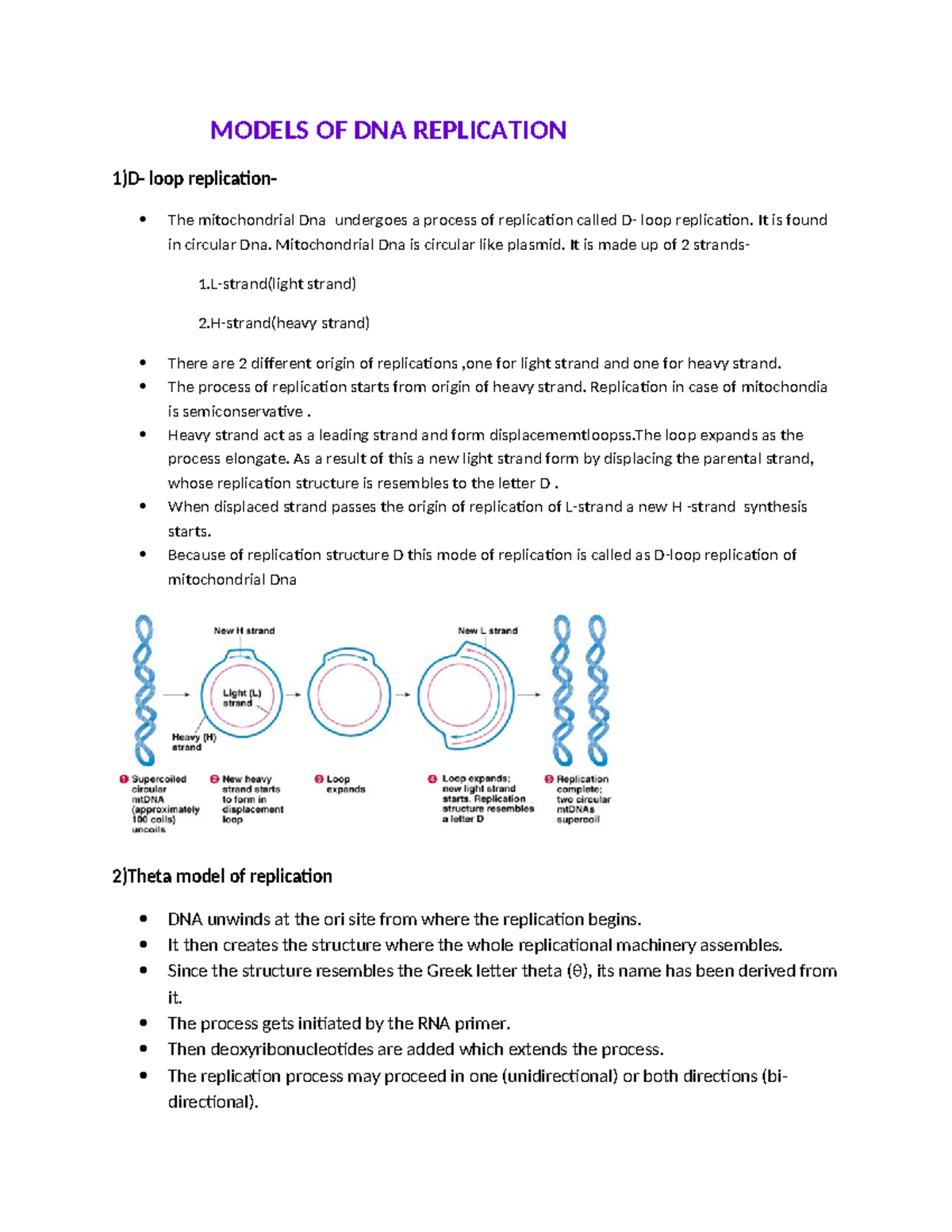 Models OF DNA R-WPS Office - MODELS OF DNA REPLICATION 1)D- loop ...