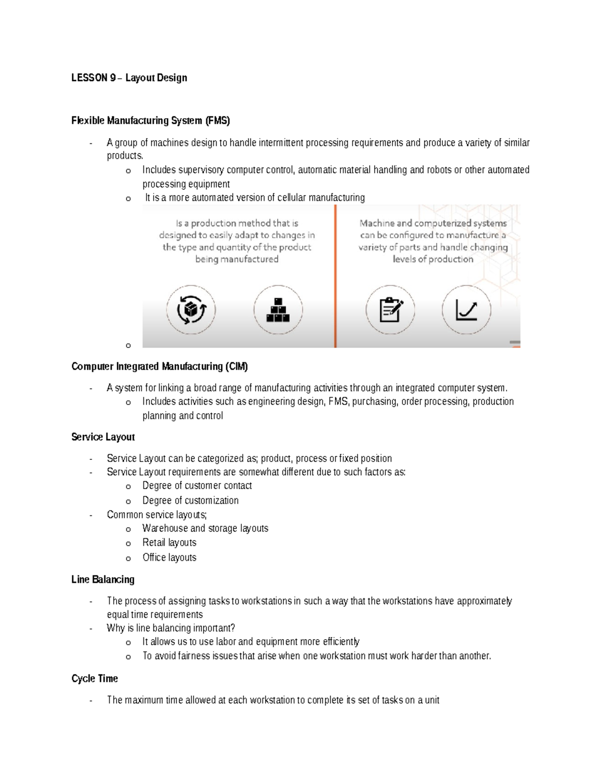 Lesson 9 - OpMan - LESSON 9 – Layout Design Flexible Manufacturing ...