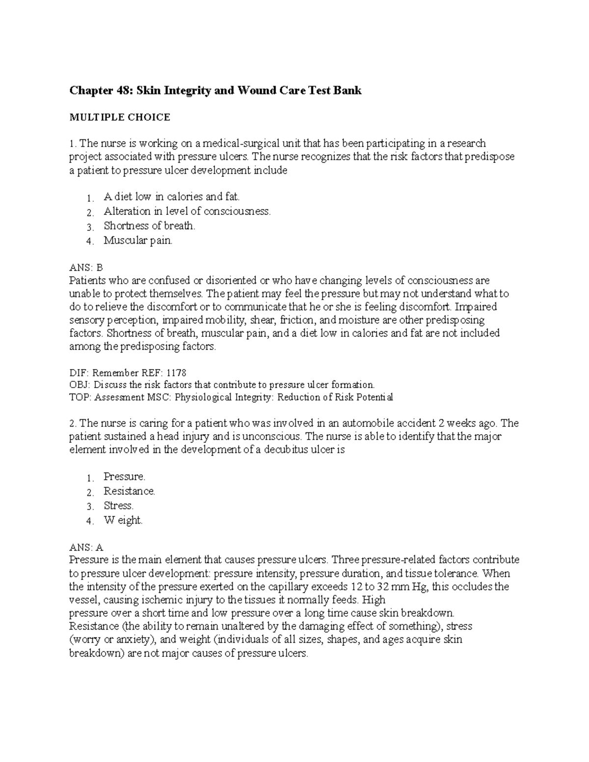 Wound care lecture notes Chapter 48 Skin Integrity and Wound Care