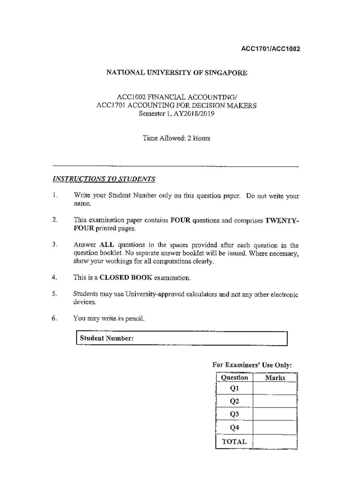 18 19sem1 Acc1701 Past Year Exam Paper Acc1701 Nus Studocu 18 19sem1 Acc1701 Past Year Exam Paper Acc1701 Nus Studocu