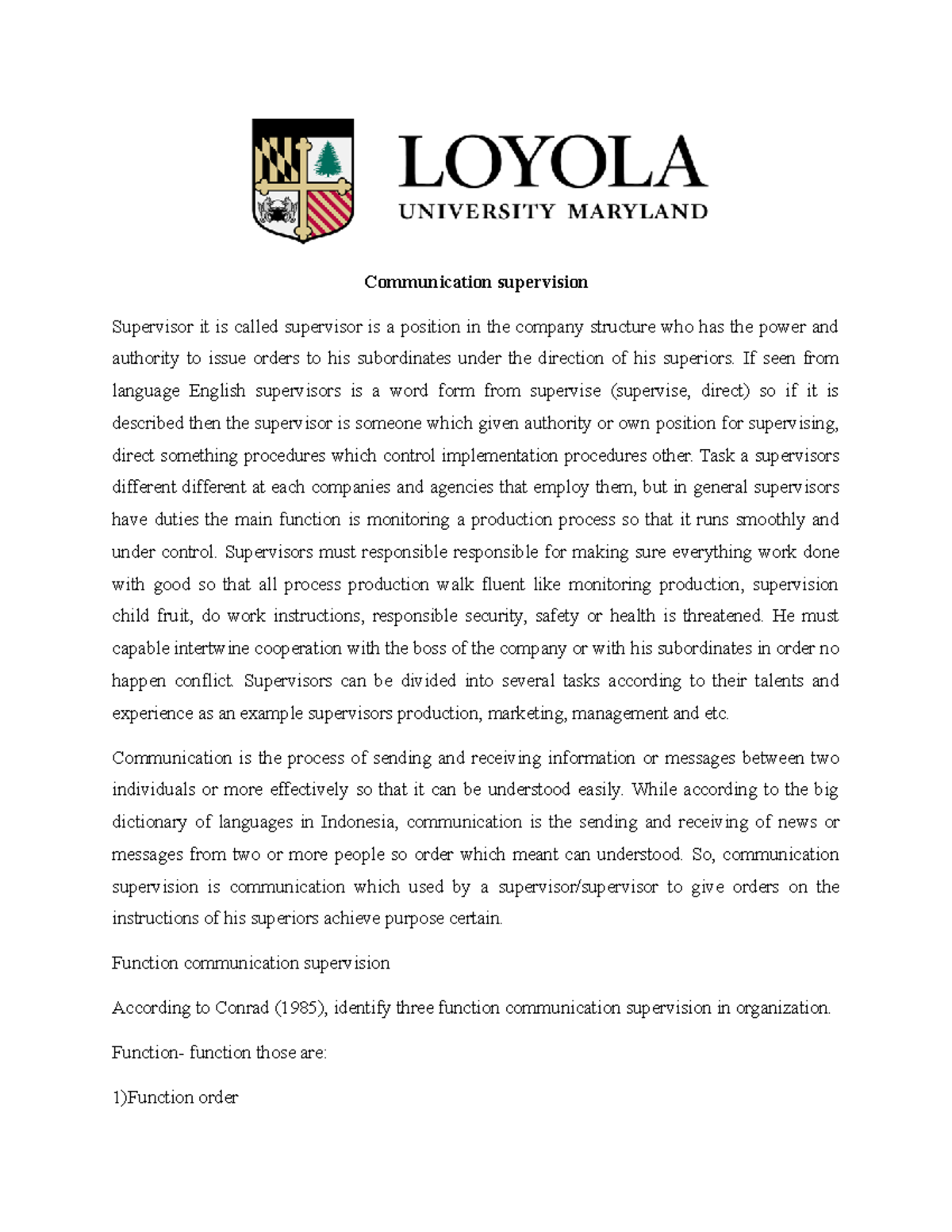 Communication supervision - Communication supervision Supervisor it is ...