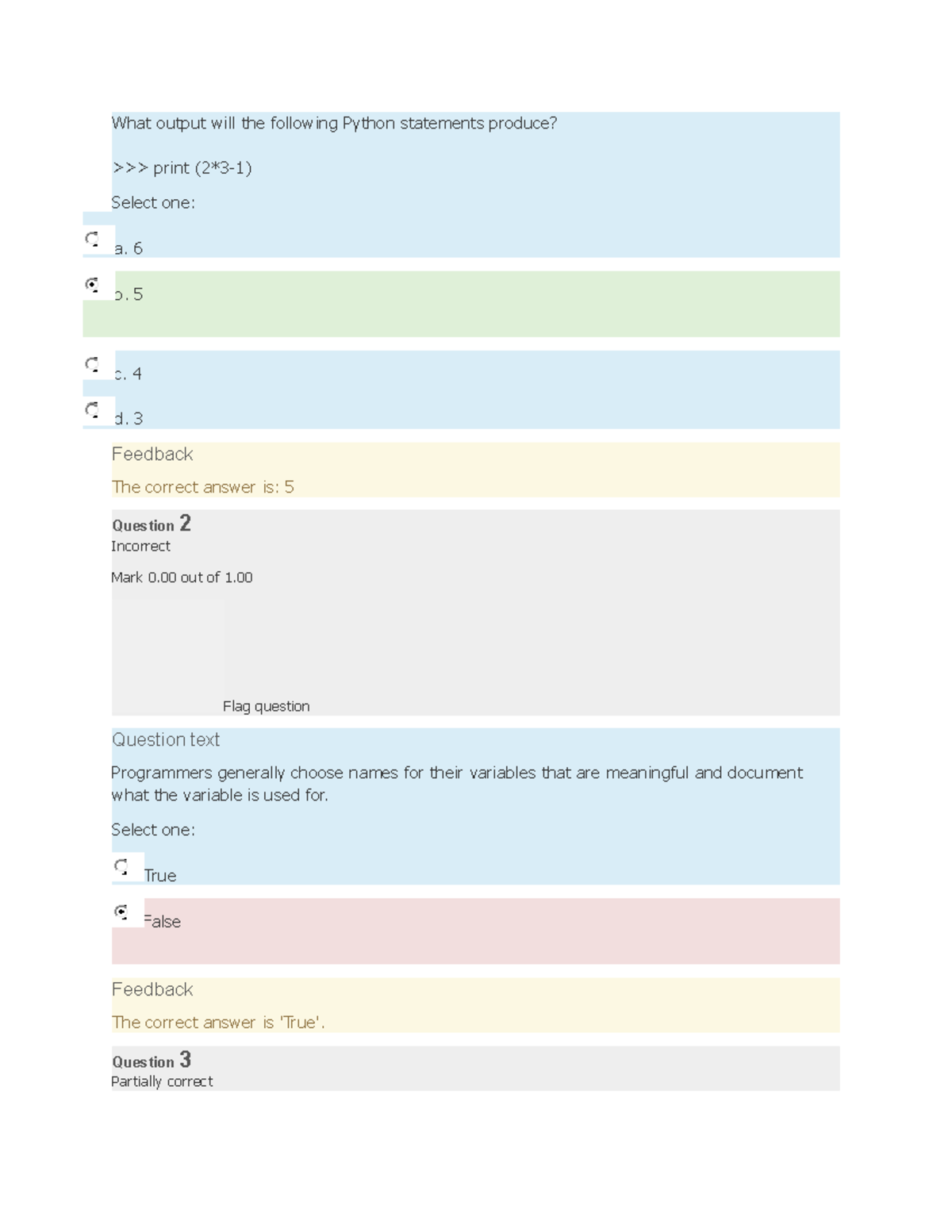 Self-quiz 3 - What output will the following Python statements produce ...