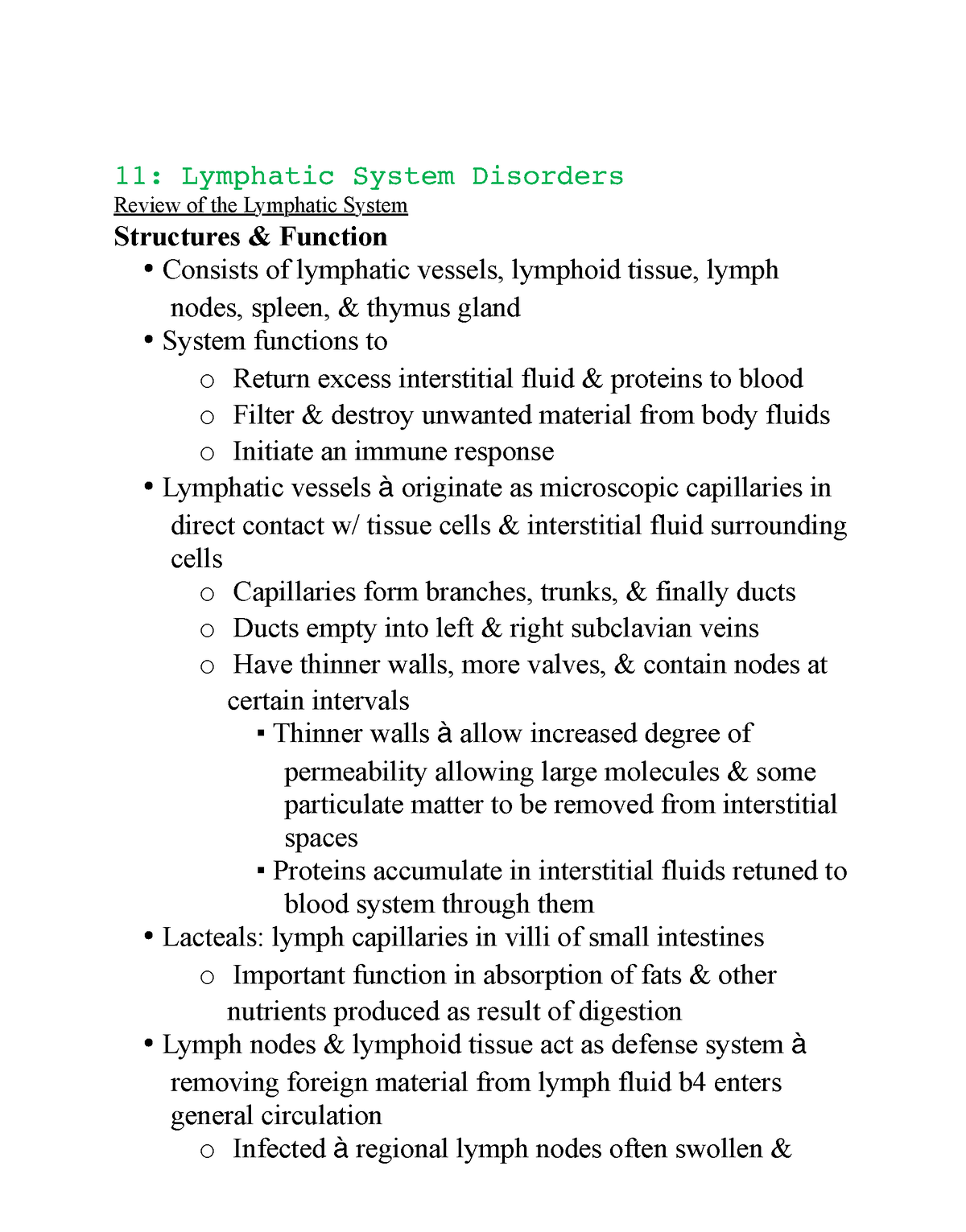 Patho Chap 11 Notes - 11: Lymphatic System Disorders Review Of The ...