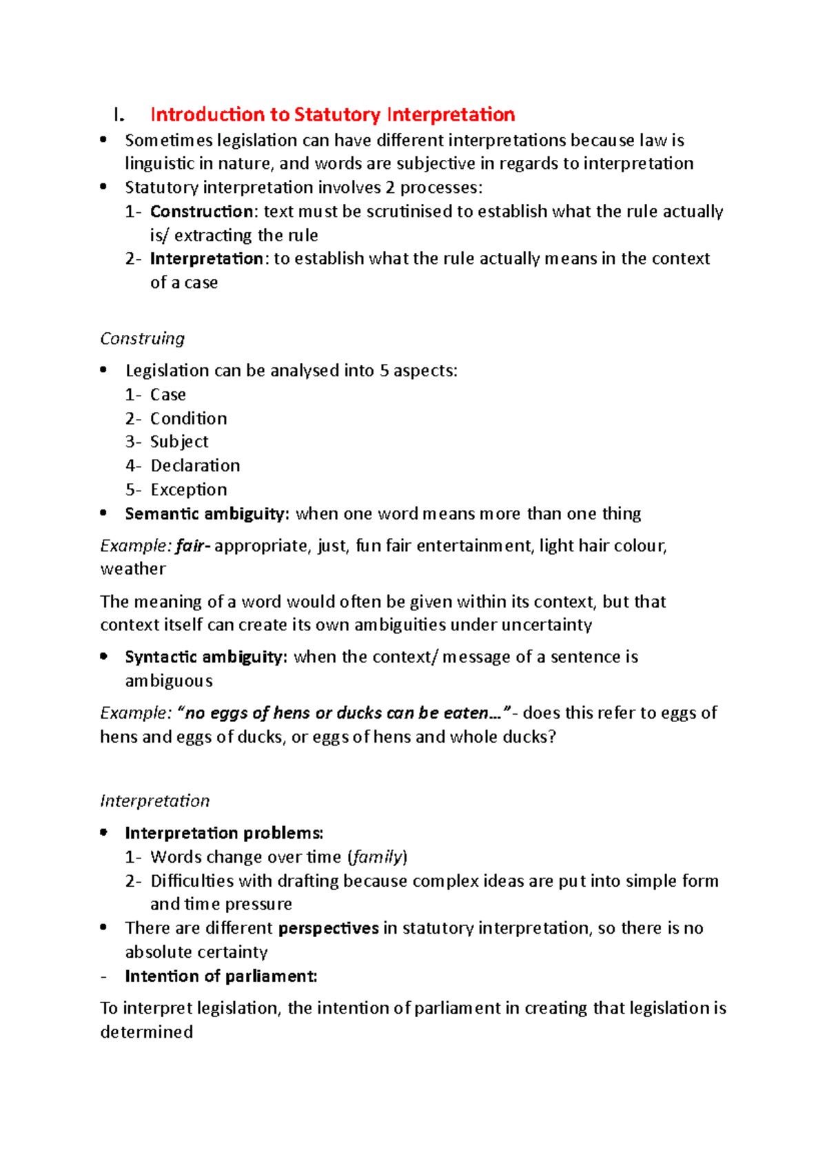 Introduction To Statutory Interpretation I Introduction To Statutory Introduction To Statutory Interpretation I Introduction To Statutory