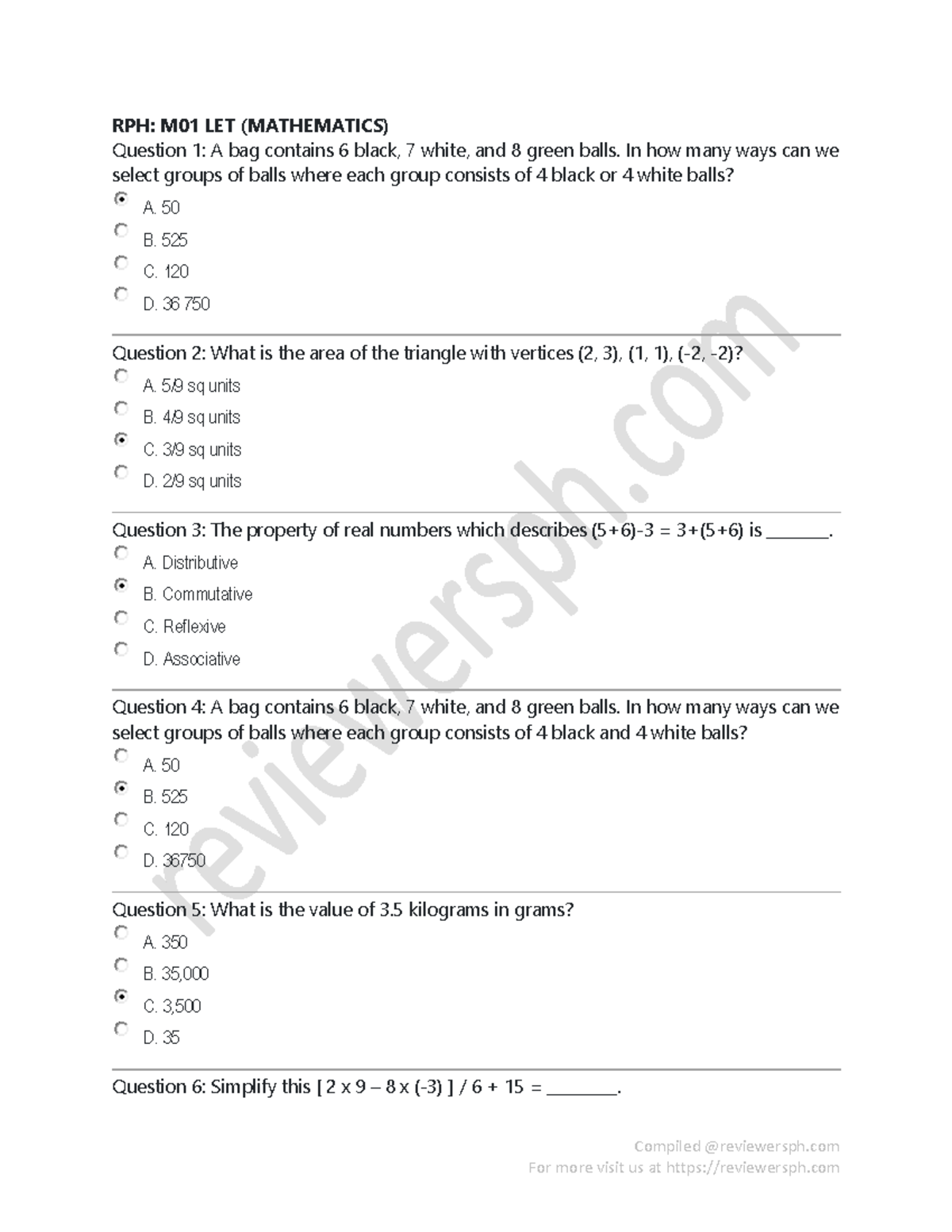 Math-majorpdfnel let math daire - Compiled @reviewersph RPH: M01 LET ...