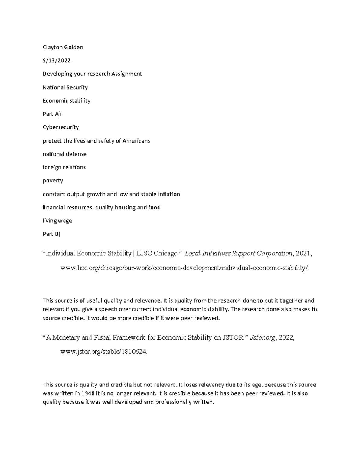 Developing your research Assignment - Clayton Golden 9/13/ Developing ...
