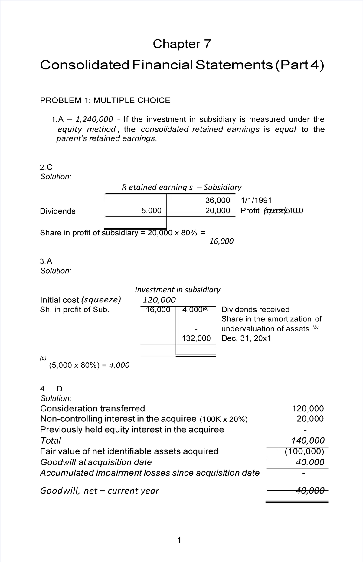 ABC Chapter 7 Accounting for Business Combinations by Millan 2020