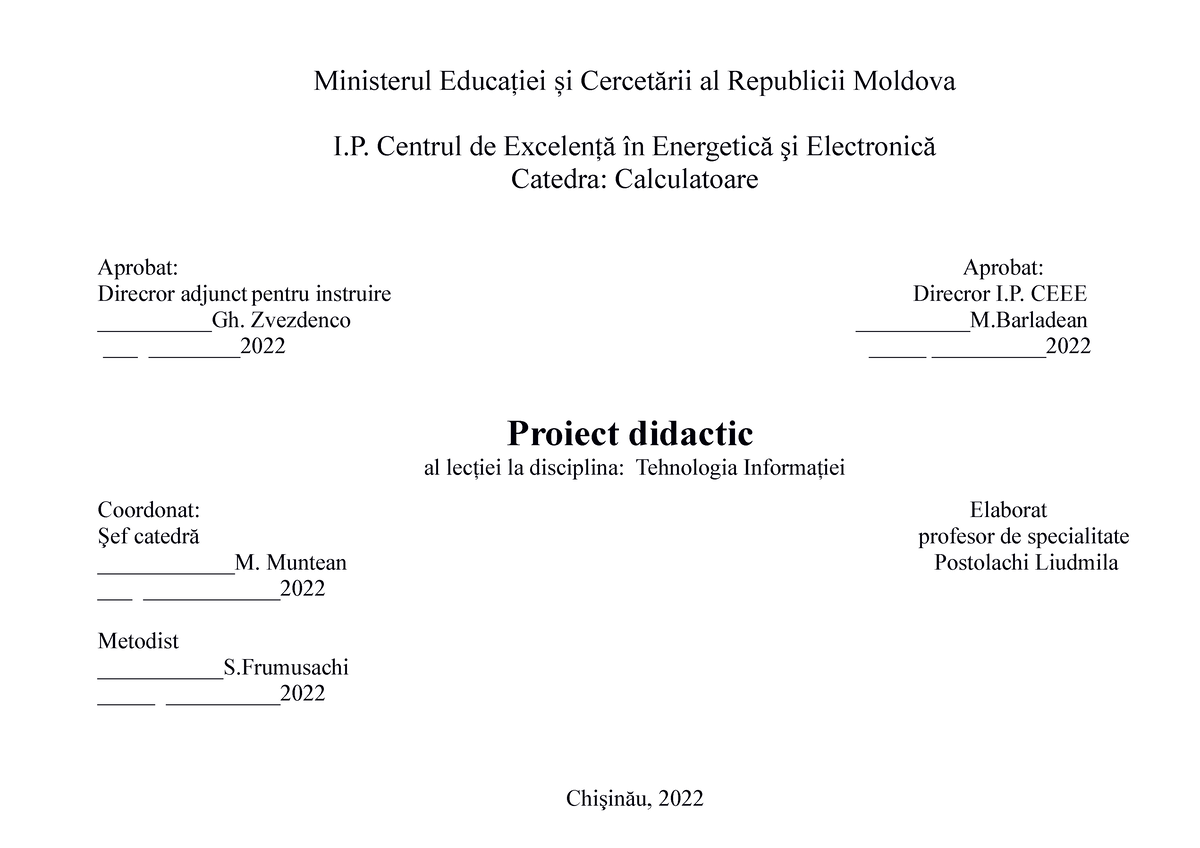 Proiect Didactic TI Lectie Deschisa - Ministerul Educaţiei și ...