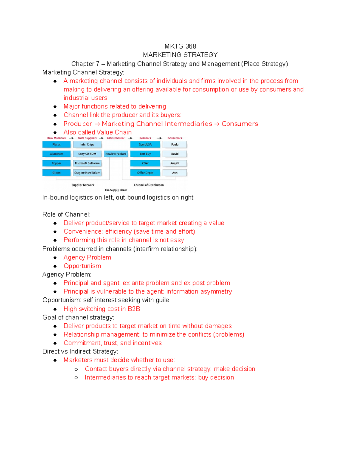 Ch 7 MKTG 368 - Chapter 7 Lecture Notes For Professor Moon. - MKTG 368 ...