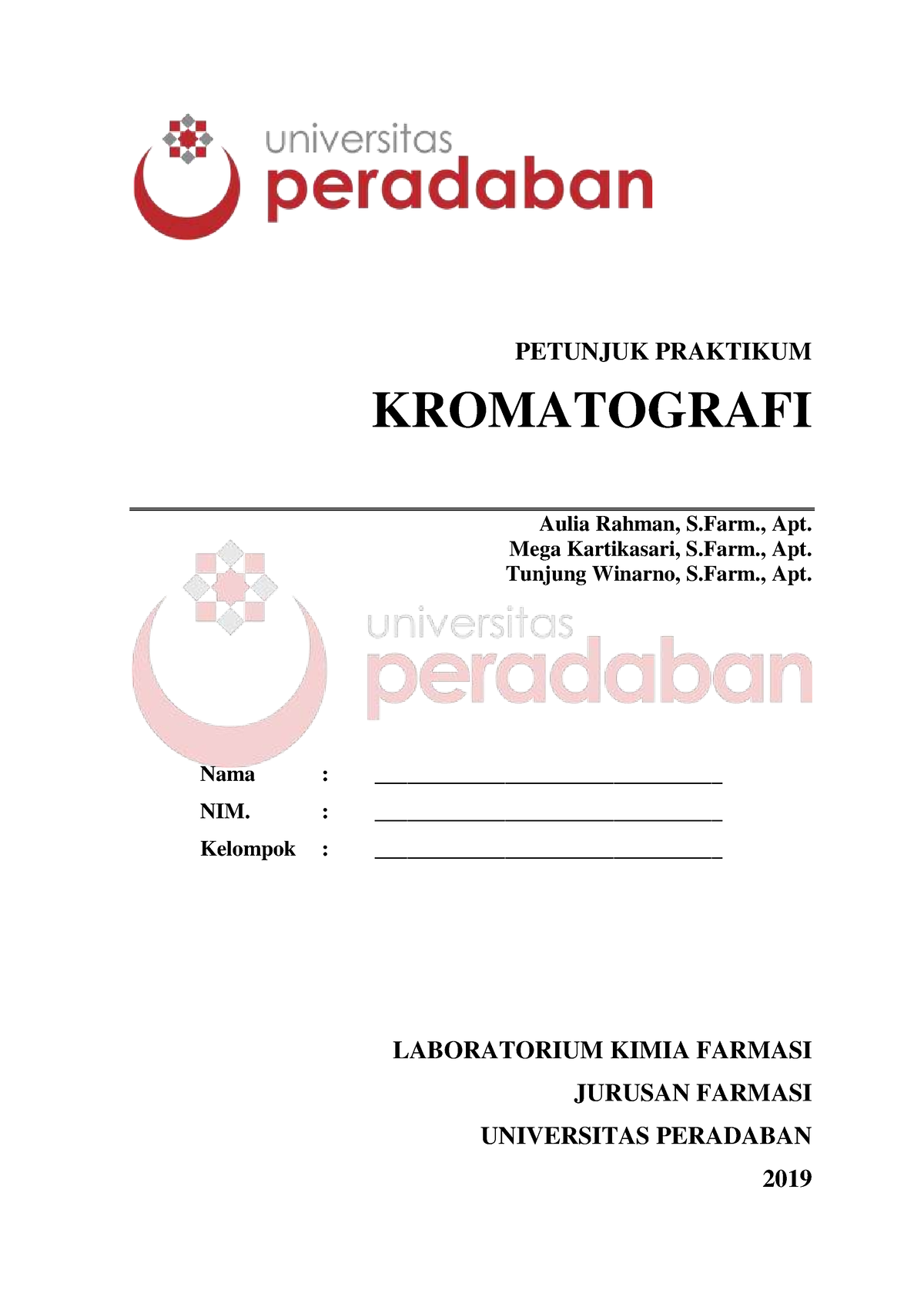 BUKU Petunjuk Praktikum Kromatografi 2019 - PETUNJUK PRAKTIKUM ...