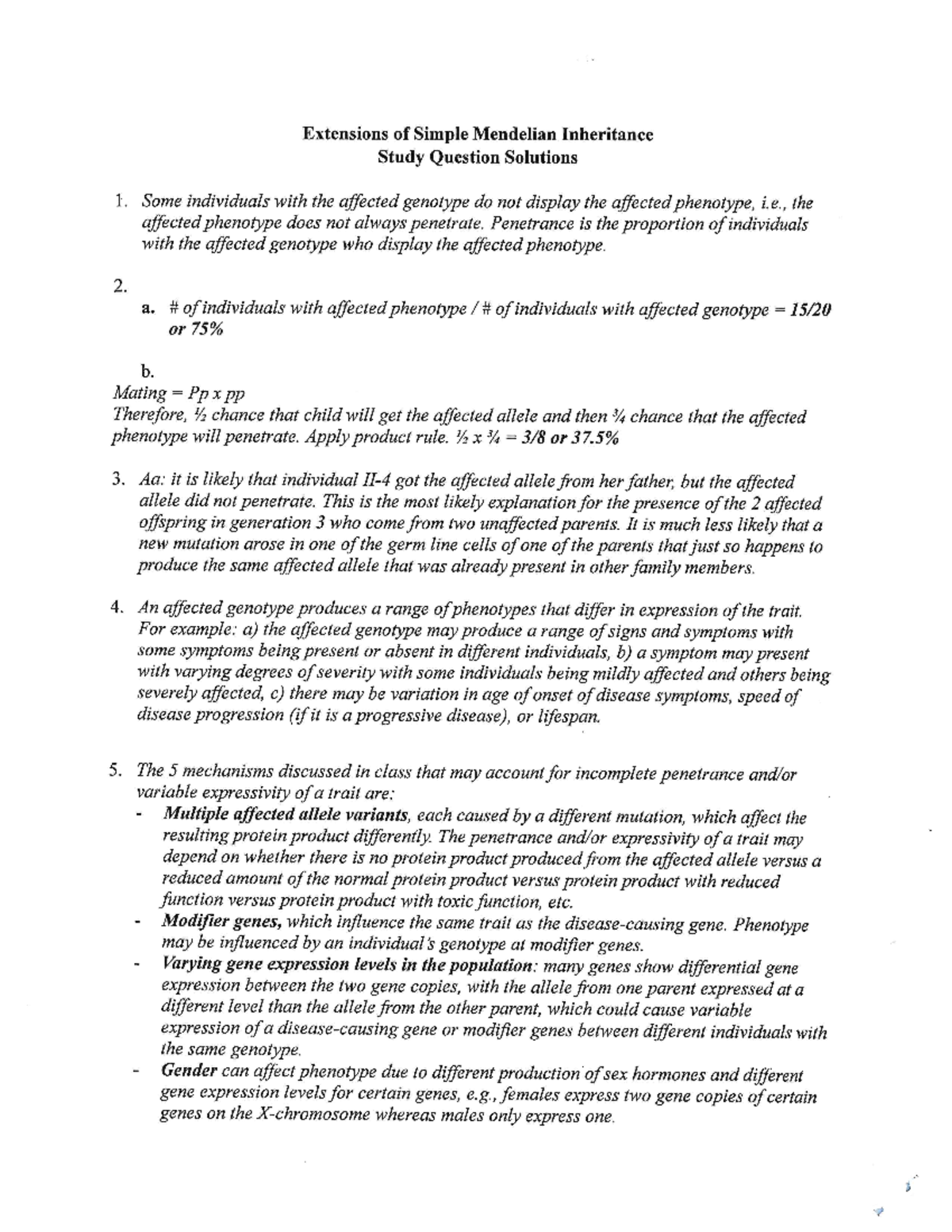 Module 4- Extensions of Mendelian Inheritance- Study question solutions ...