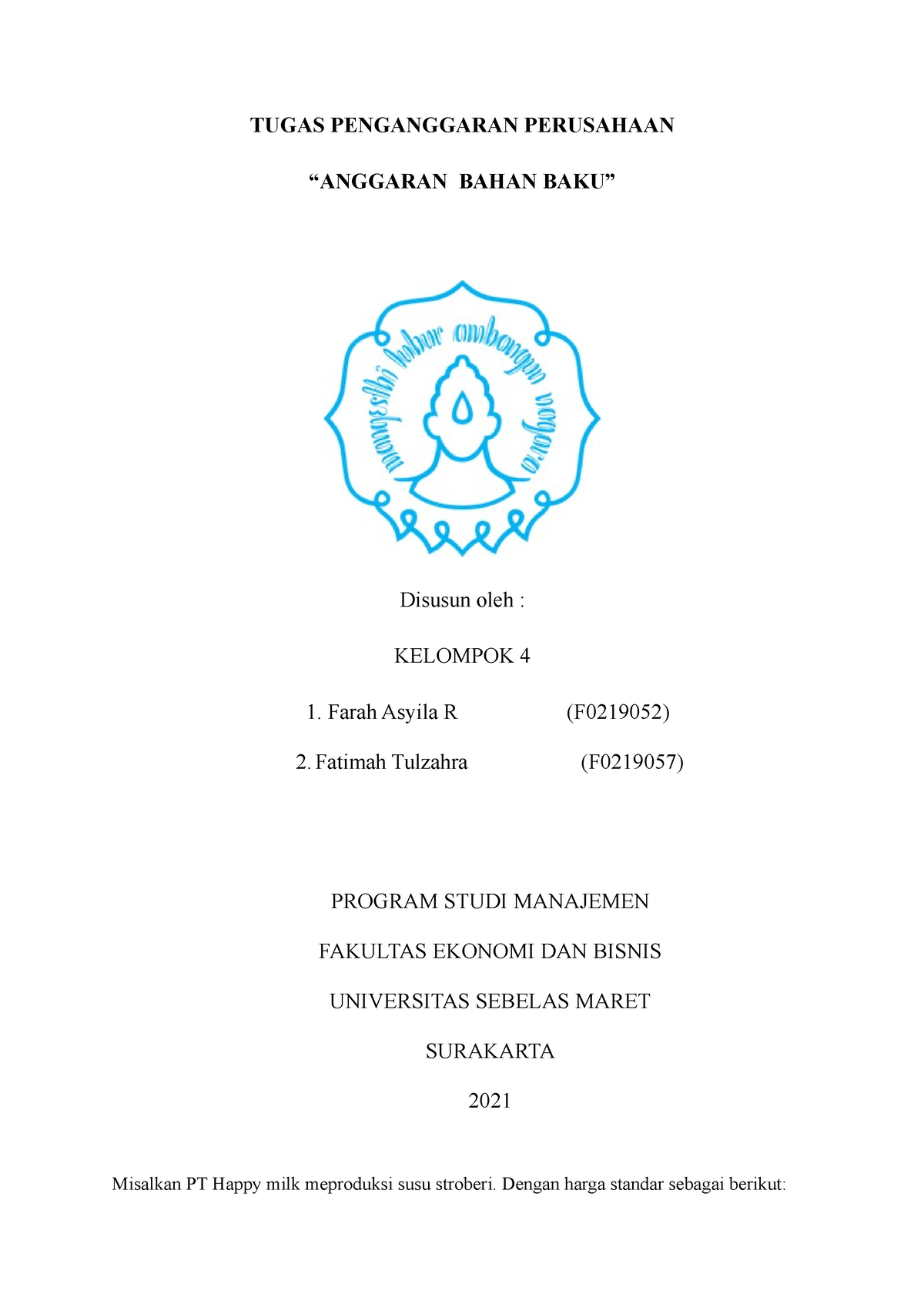 Penganggaran Perusahaa 1 - TUGAS PENGANGGARAN PERUSAHAAN “ANGGARAN ...