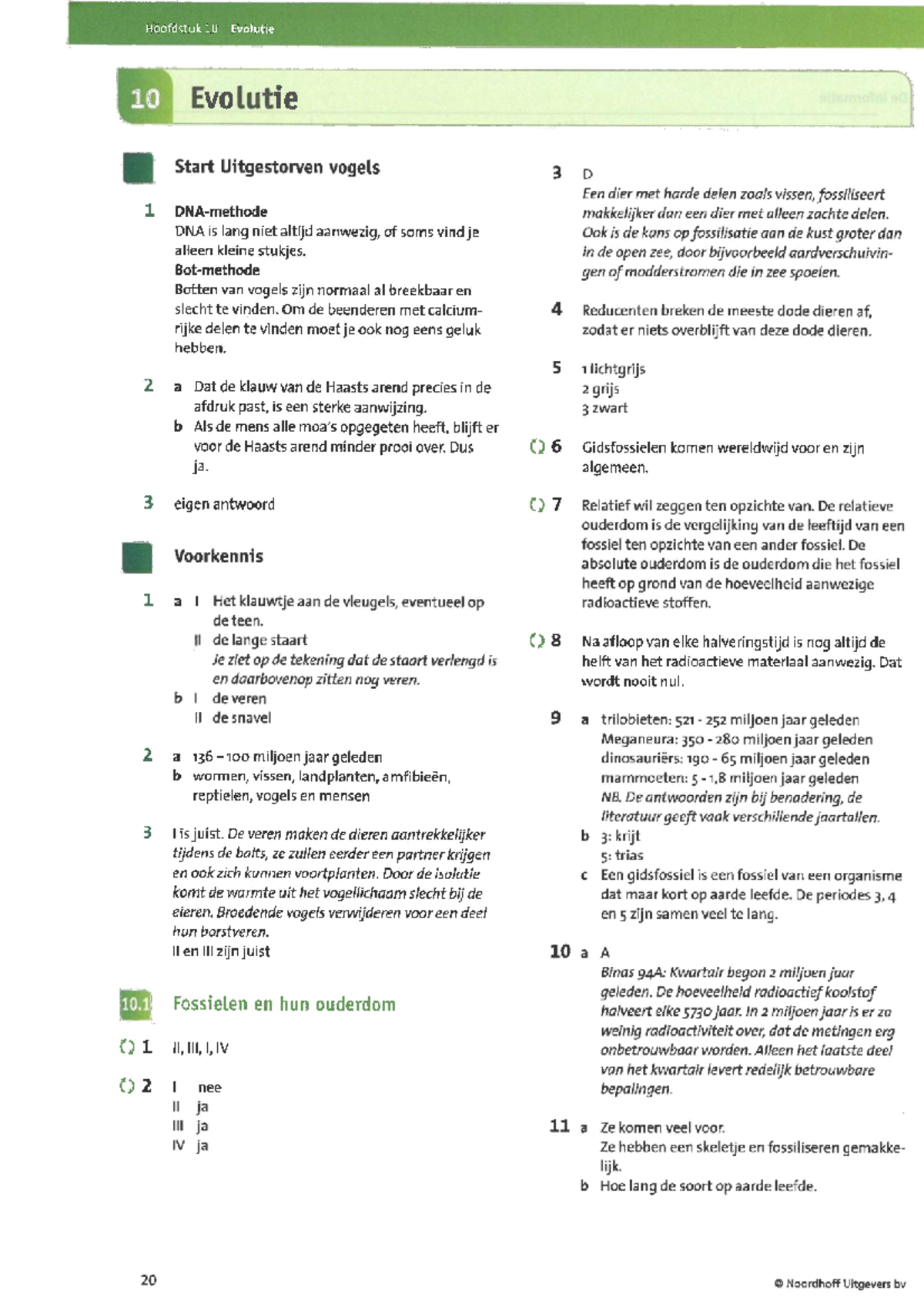 Nectar H5 - Antwoorden H10 Evolutie - Biologie - Studeersnel