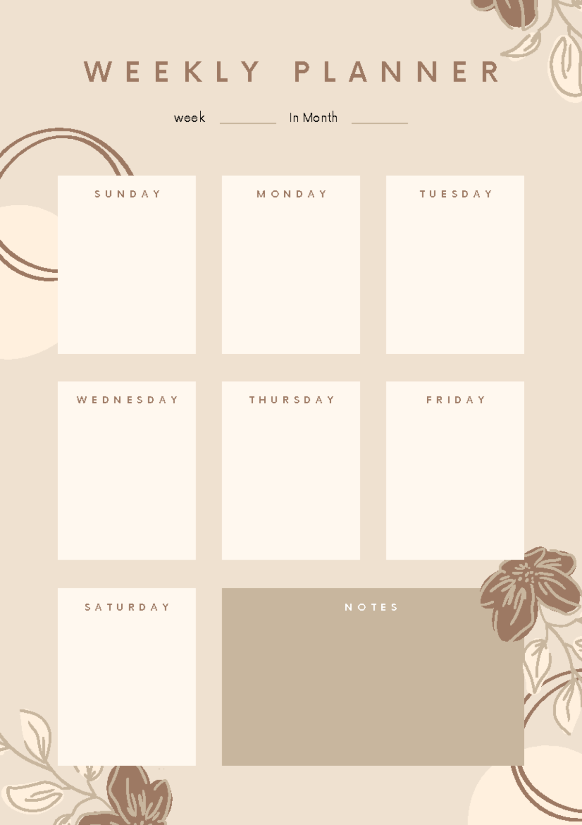 Cream Aesthetic Weekly Planner - week In Month W E E K L Y P L A N N E ...