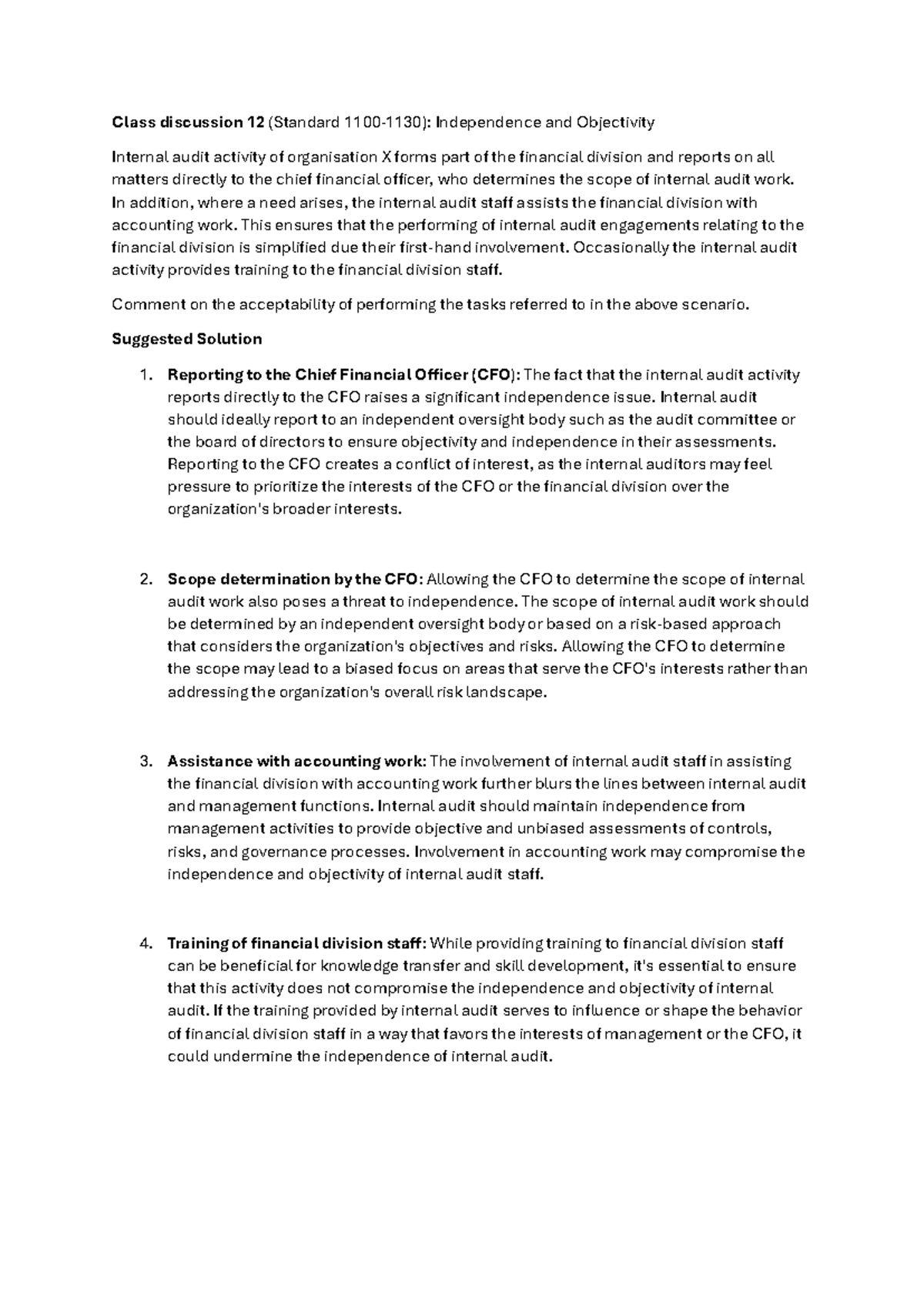 Class discussion 12 - LEARN TO UNDERSTAND - Class discussion 12 ...
