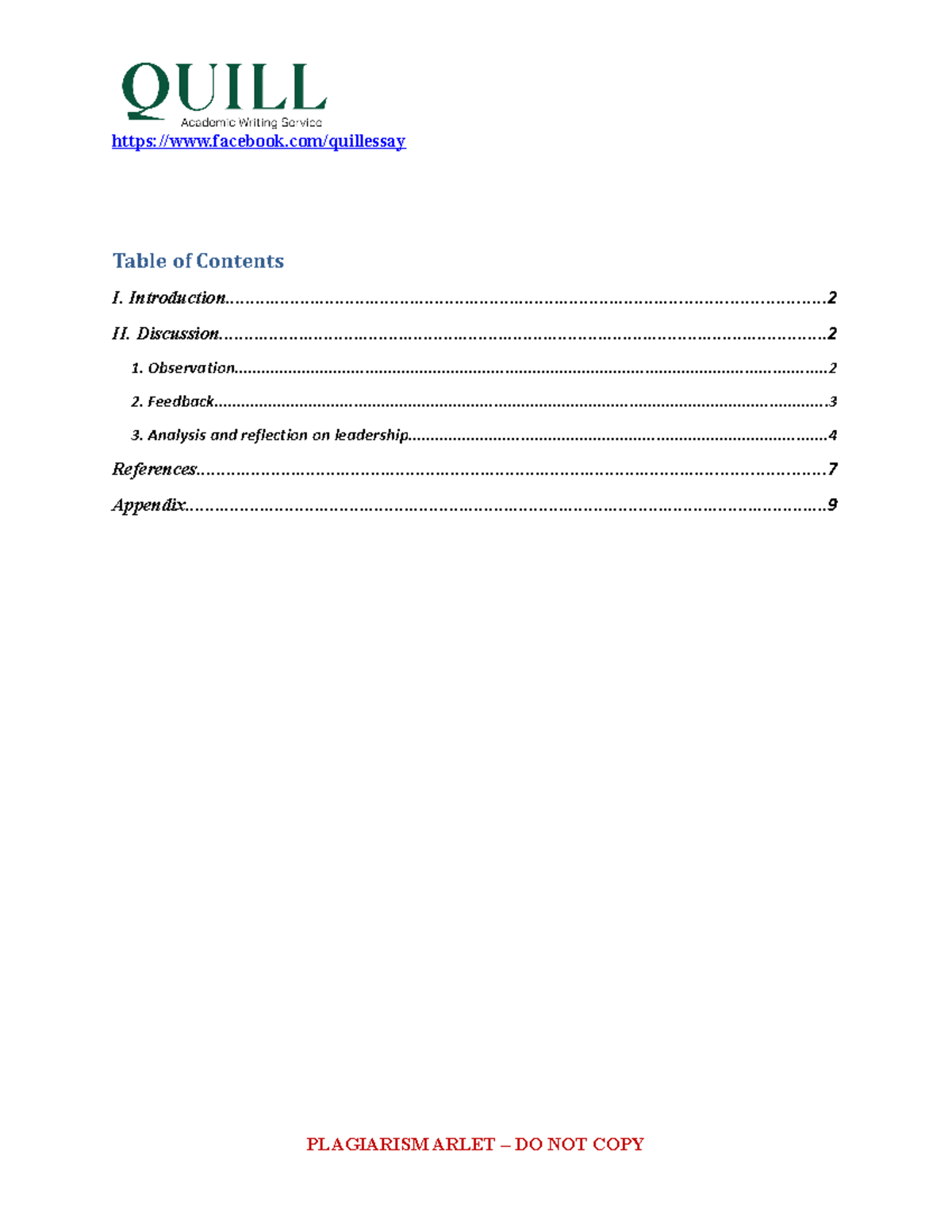 Leadership A2 sample - facebook/quillessay I. - Studocu