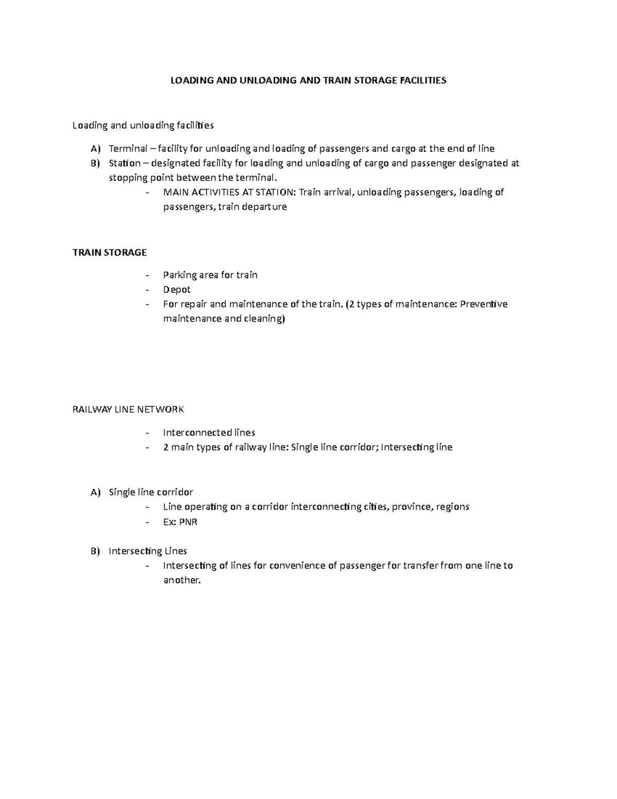 Lecture 3- Loading AND Unloading AND Train Storage Facilities - LOADING ...