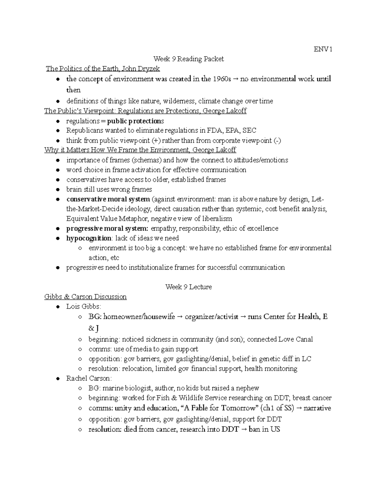 Week 9 Notes: System Change, Silent Spring, Words Matter - ENV Week 9 ...