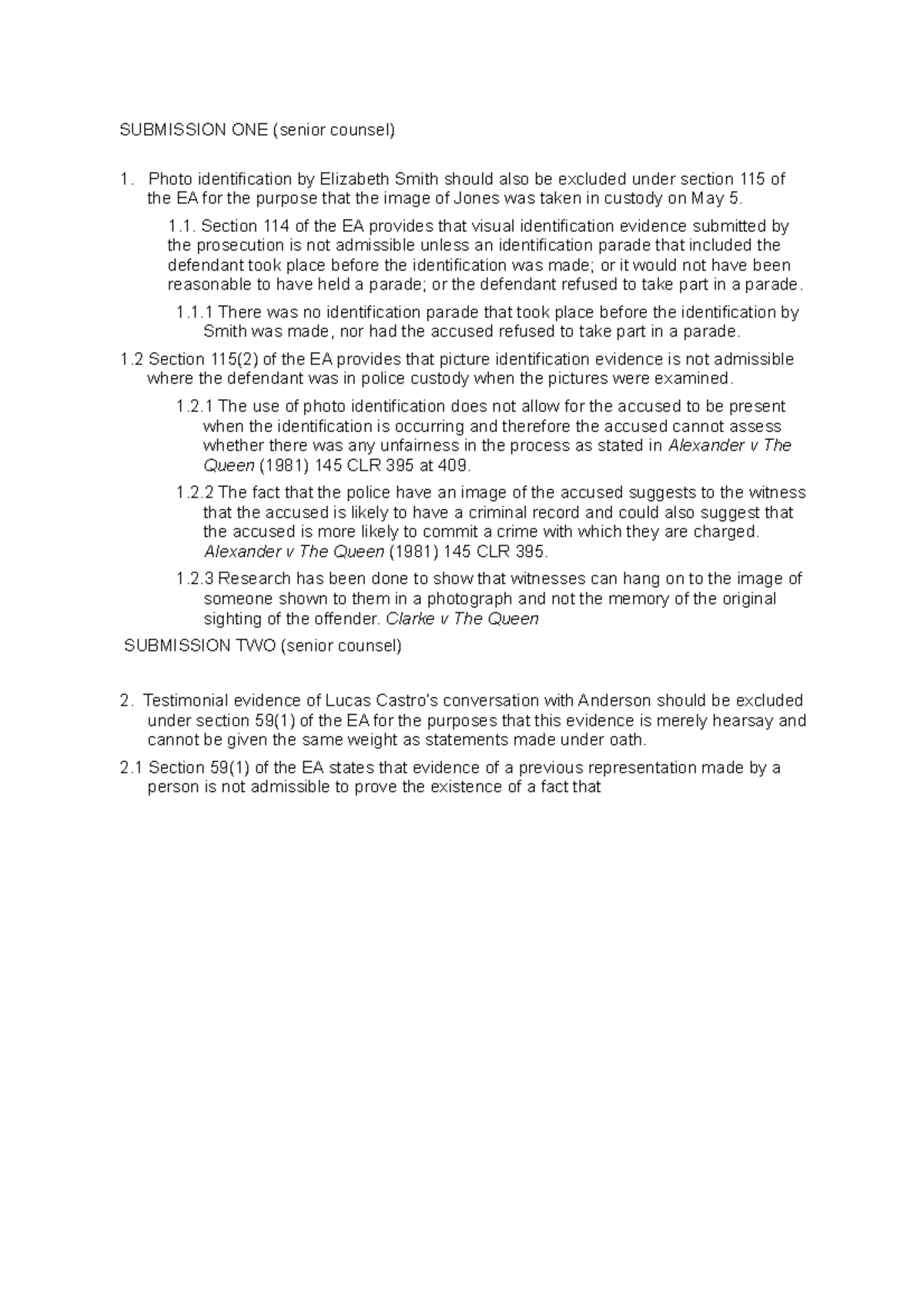 draft evidence for moot - SUBMISSION ONE (senior counsel) Photo ...