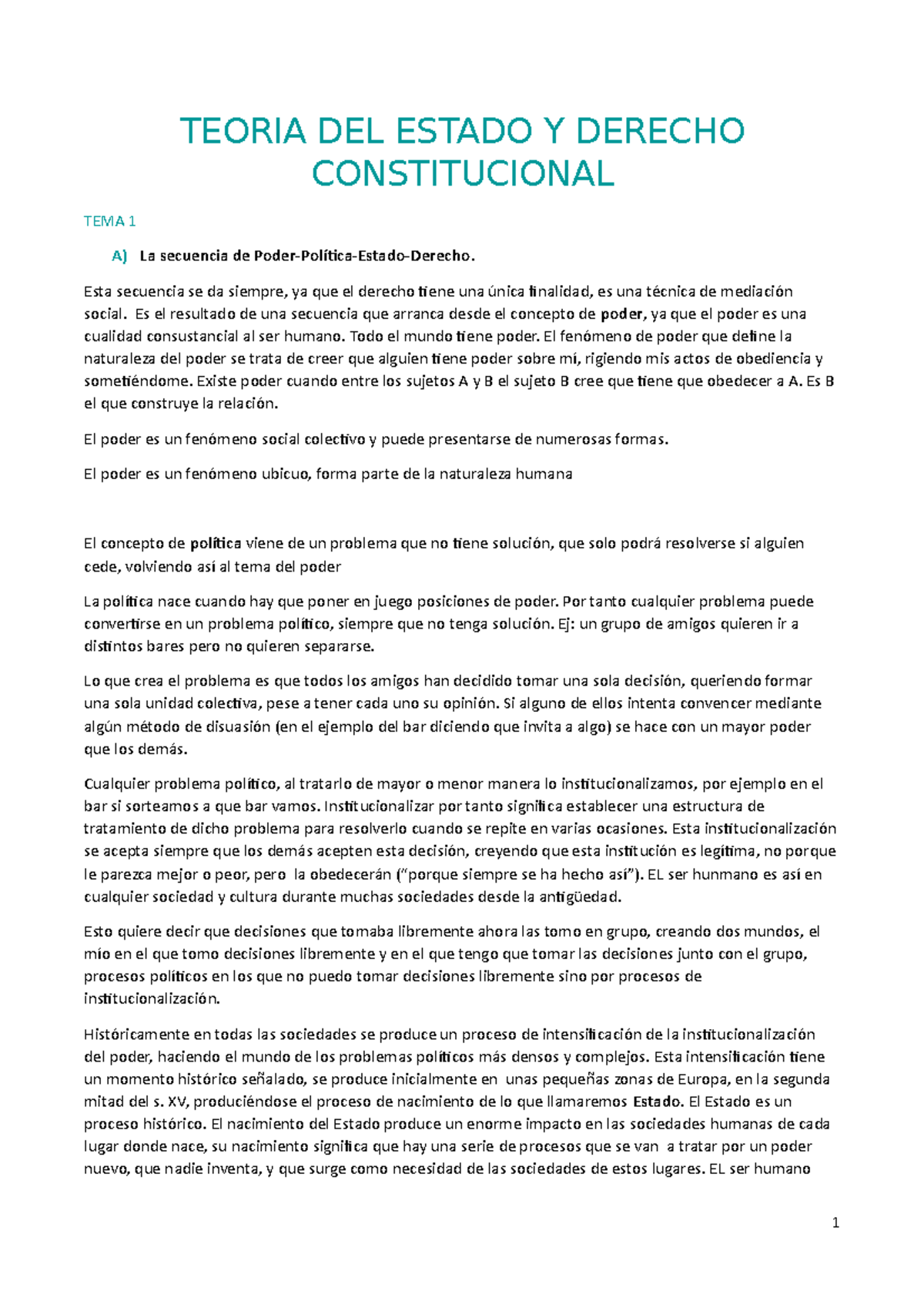 Tema 1. Derecho Constitucional - TEORIA DEL ESTADO Y DERECHO ...