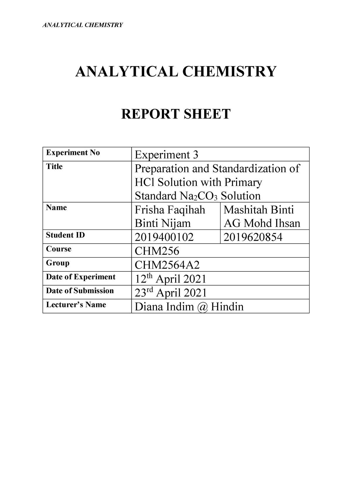 Preparation & Standardization Of HCl Solution - Basic Analytical ...