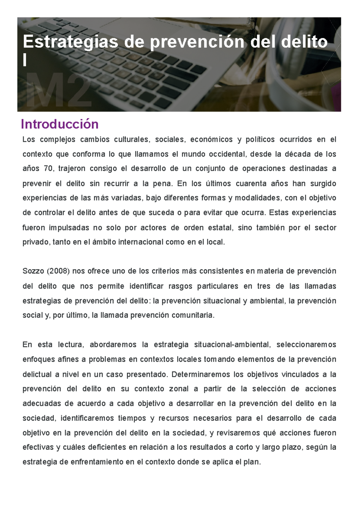 M2L1 - modulo 2 lec 1 prevencion del delito - Estrategias de prevención ...