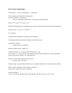 CH 171 Test 3 - Study Guide for Test 3/4 - CH171 Test 3 Study Guide ...